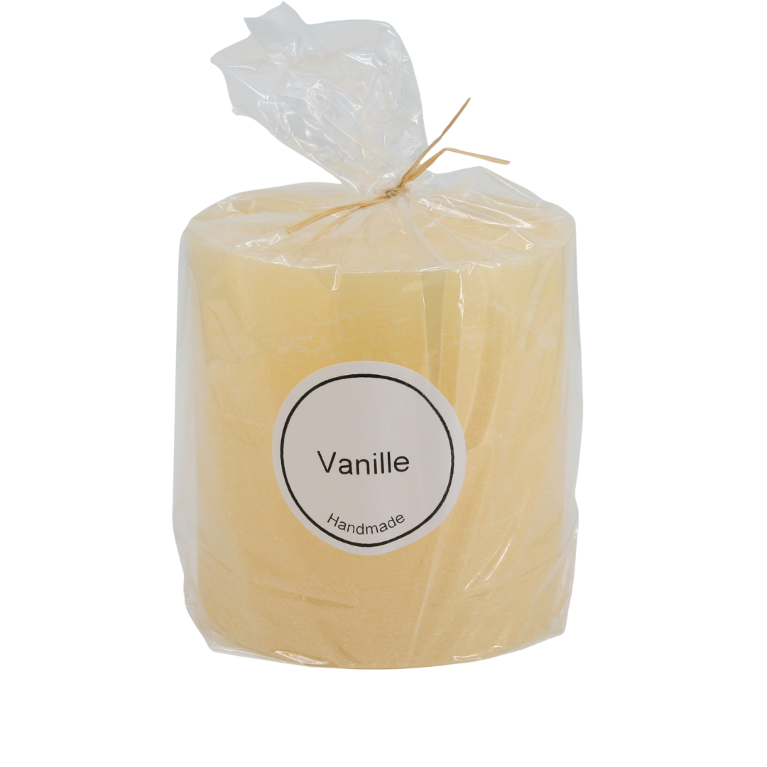 Rustico scented candle 12 x 12 cm * 3 wicks * 80-hour burn time * Vanilla scent * Ivory * Handmade * Dyed throughout * Soot-free * Leak-proof * by Steinhart Candles, Bad Tölz