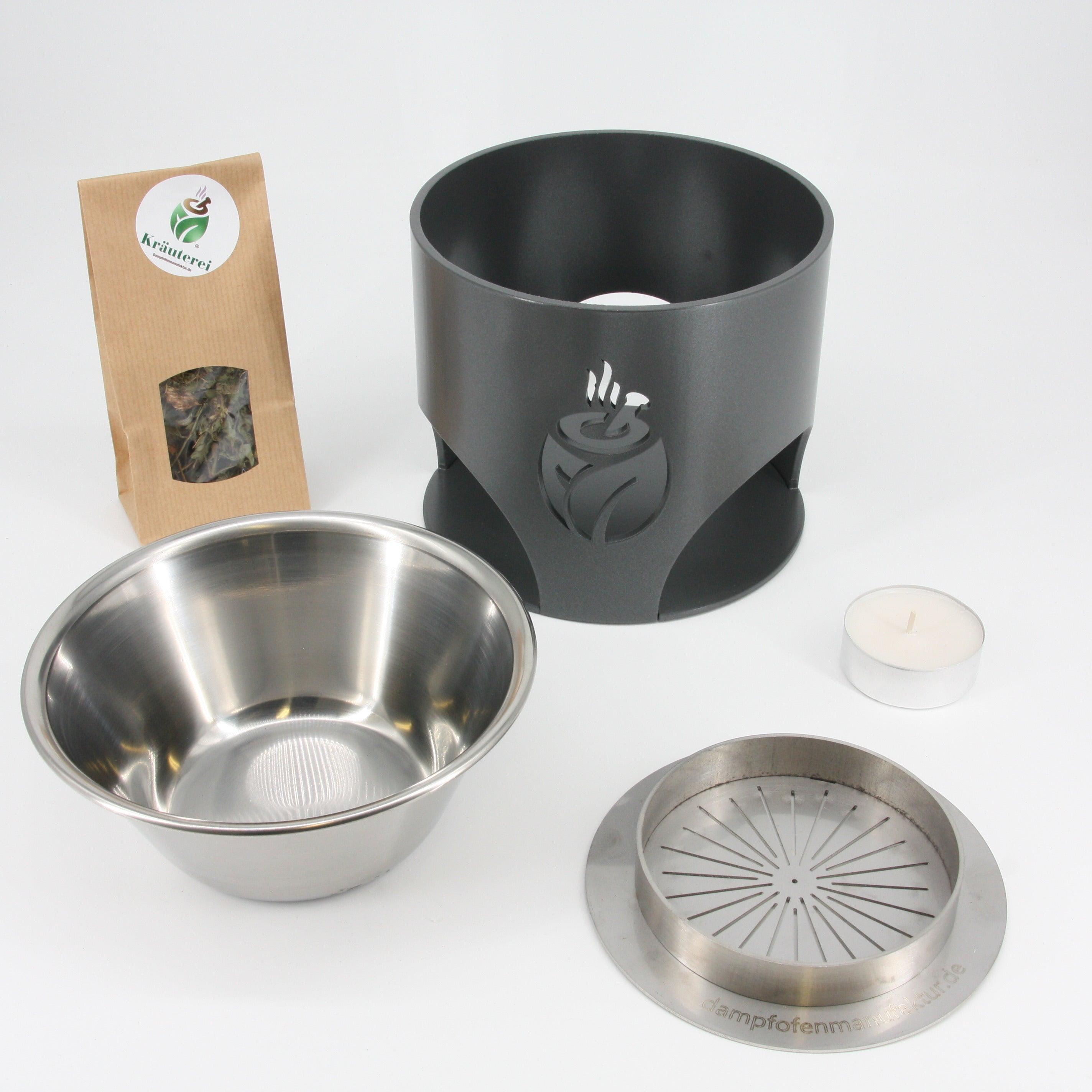 verKORKst Premium Kräuterdampfofen FLAME * anthrazit * natürlicher Duft ohne Strom * Aromatisierung, Befeuchtung und Desinfektion der Luft * made in Germany