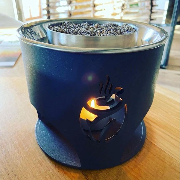 verKORKst Premium Herb Steamer FLAME * matte black * natural fragrance without electricity * aromatizes, humidifies and disinfects the air * made in Germany