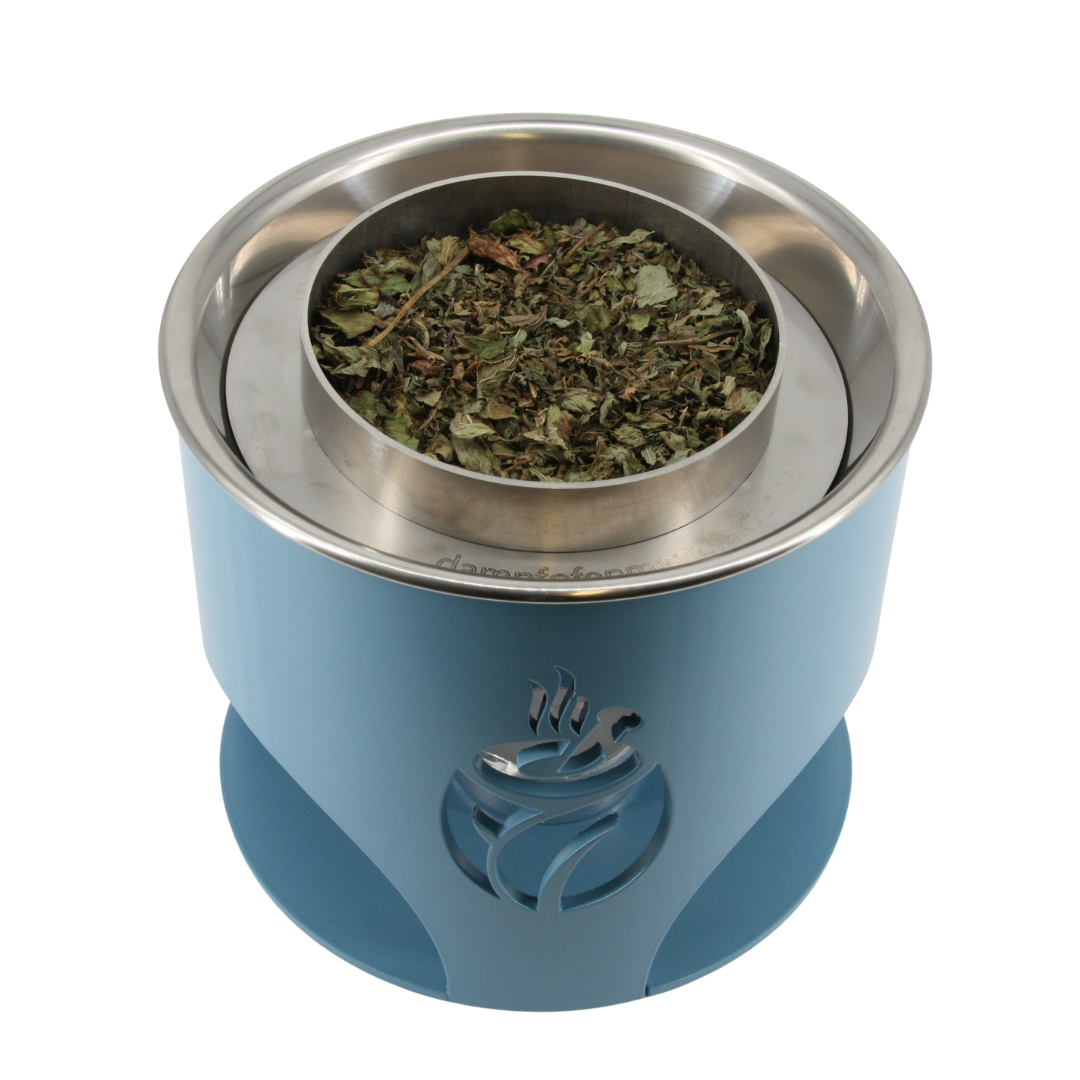 verKORKst Premium Kräuterdampfofen FLAME * blau * natürlicher Duft ohne Strom * Aromatisierung, Befeuchtung und Desinfektion der Luft * made in Germany