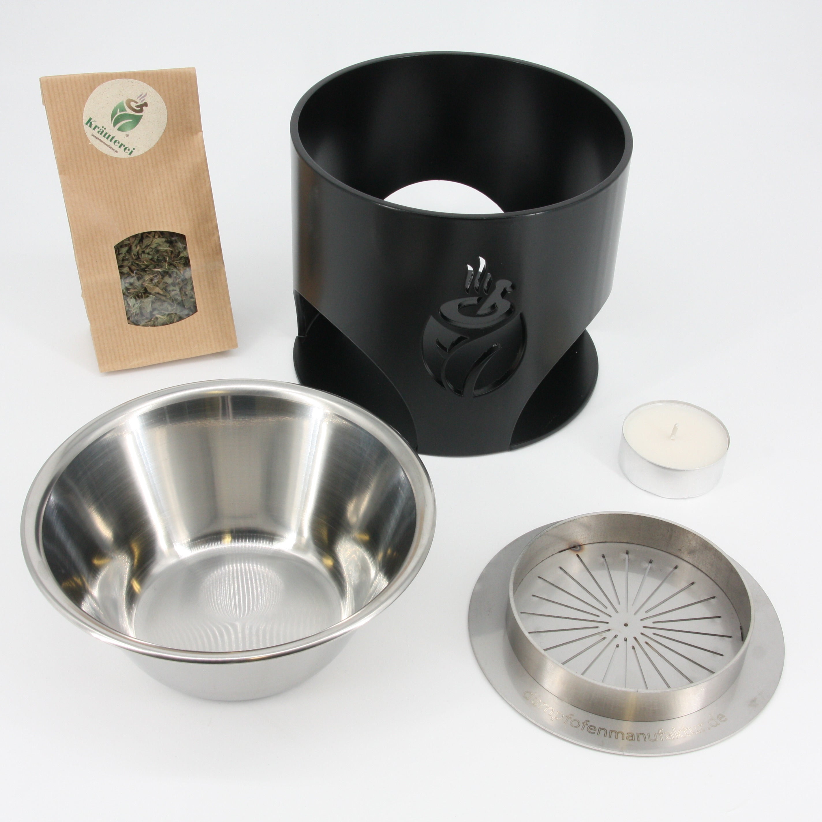 verKORKst Premium Kräuterdampfofen FLAME * schwarz matt * natürlicher Duft ohne Strom * Aromatisierung, Befeuchtung und Desinfektion der Luft * made in Germany