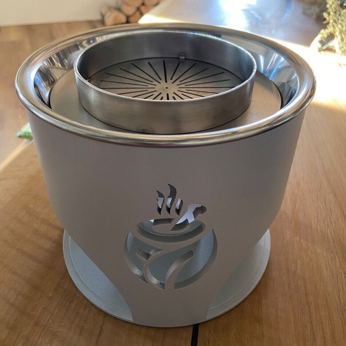 Premium Kräuterdampfofen FLAME * weißalu * natürlicher Duft ohne Strom * Aromatisierung, Befeuchtung und Desinfektion der Luft * made in Germany