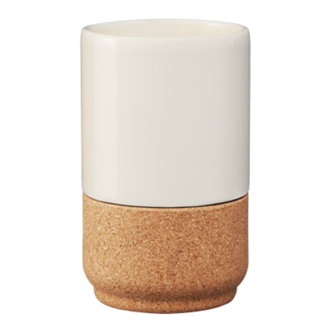 verKORKst Premium Latte und Kaffee Tasse * perlweiß * Keramik und Kork * ohne Henkel * vielfach prämiert * Designer Cup henkellos * made in Portugal