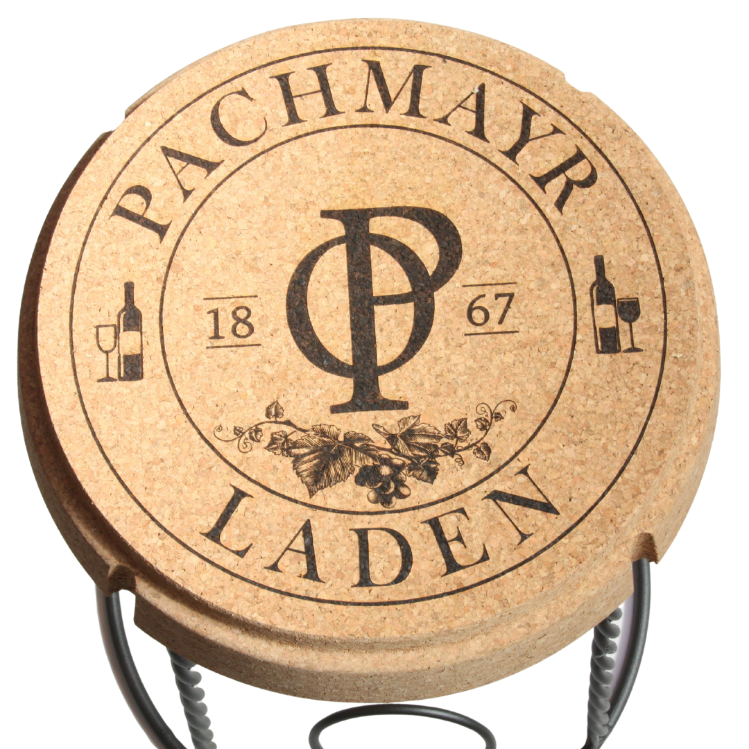 verKORKst Premium Champagner Hocker und Champagner Tisch aus Kork und Metall * Individualisierbar * Stapelbar * Bar Stool und Bar Table * Muselet Design * Vintage Barhocker und Bartisch