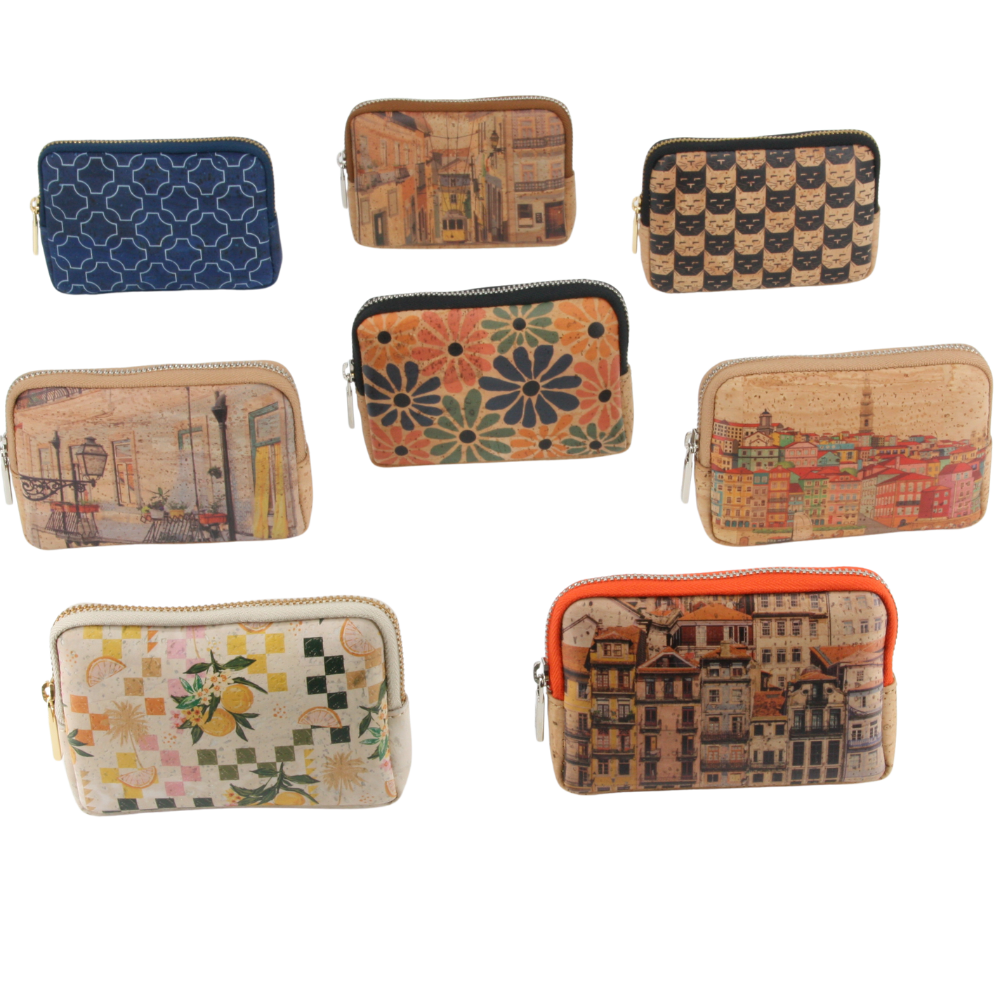Kork Mini-Münzgeldbörse * verschiedene Designs * Vegan * hochwertiger Reißverschluss * Schlüsseletui * handmade in Portugal * Marke Artipel
