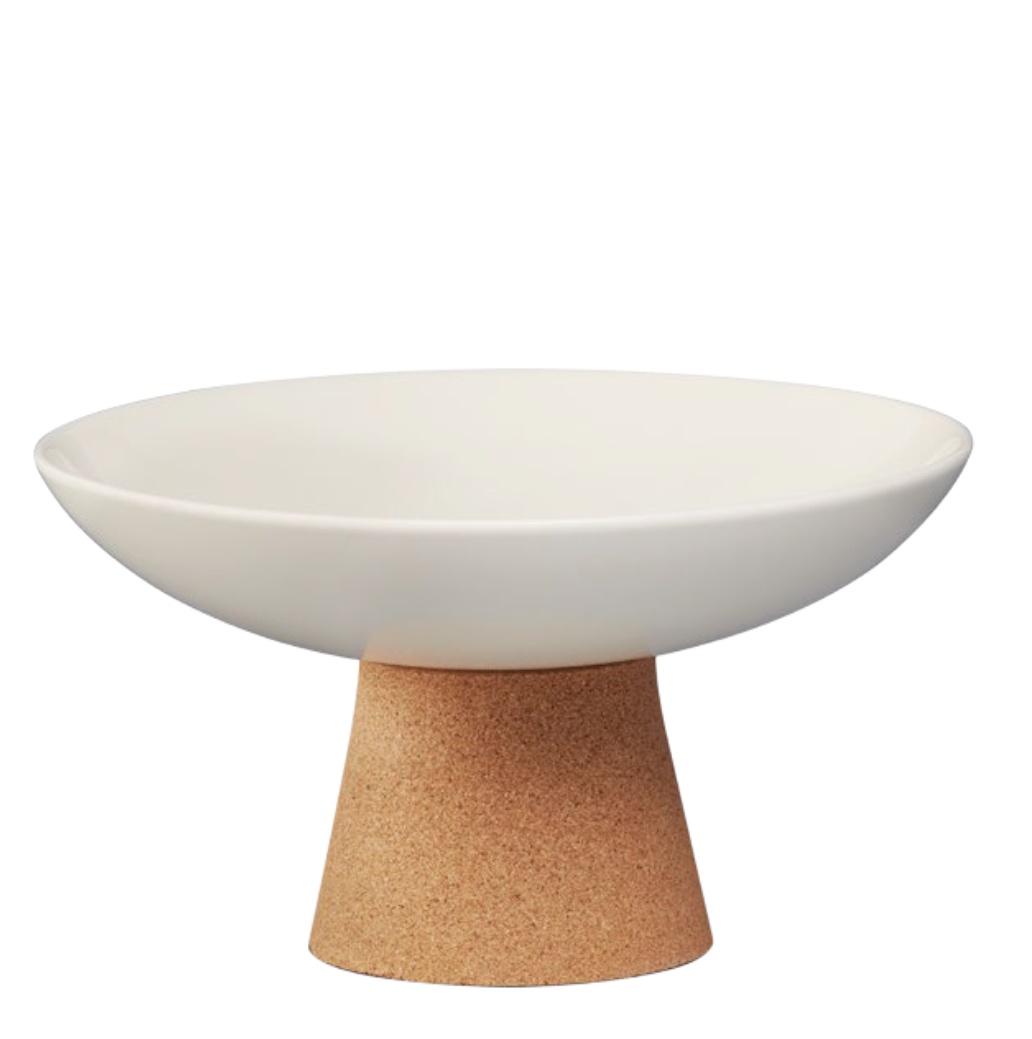 verKORKst Premium Obstschale * perlweiß * Keramik und Kork * vielfach prämiert * Designer Dekoschale * made in Portugal