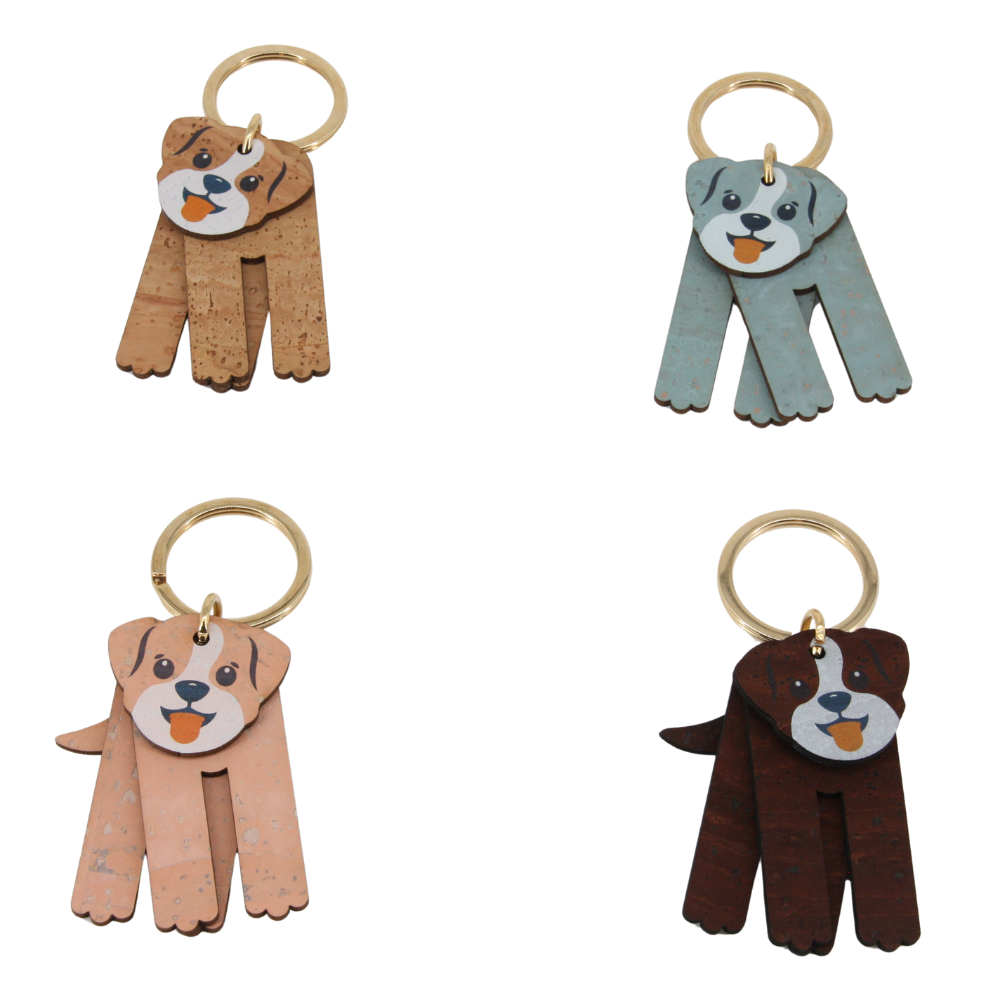 Kork Schlüsselanhänger * Anhänger für Taschen * Motiv Hund * verschiedene Farben * Geschenk für Frauen * handmade in Portugal * Marke Artipel