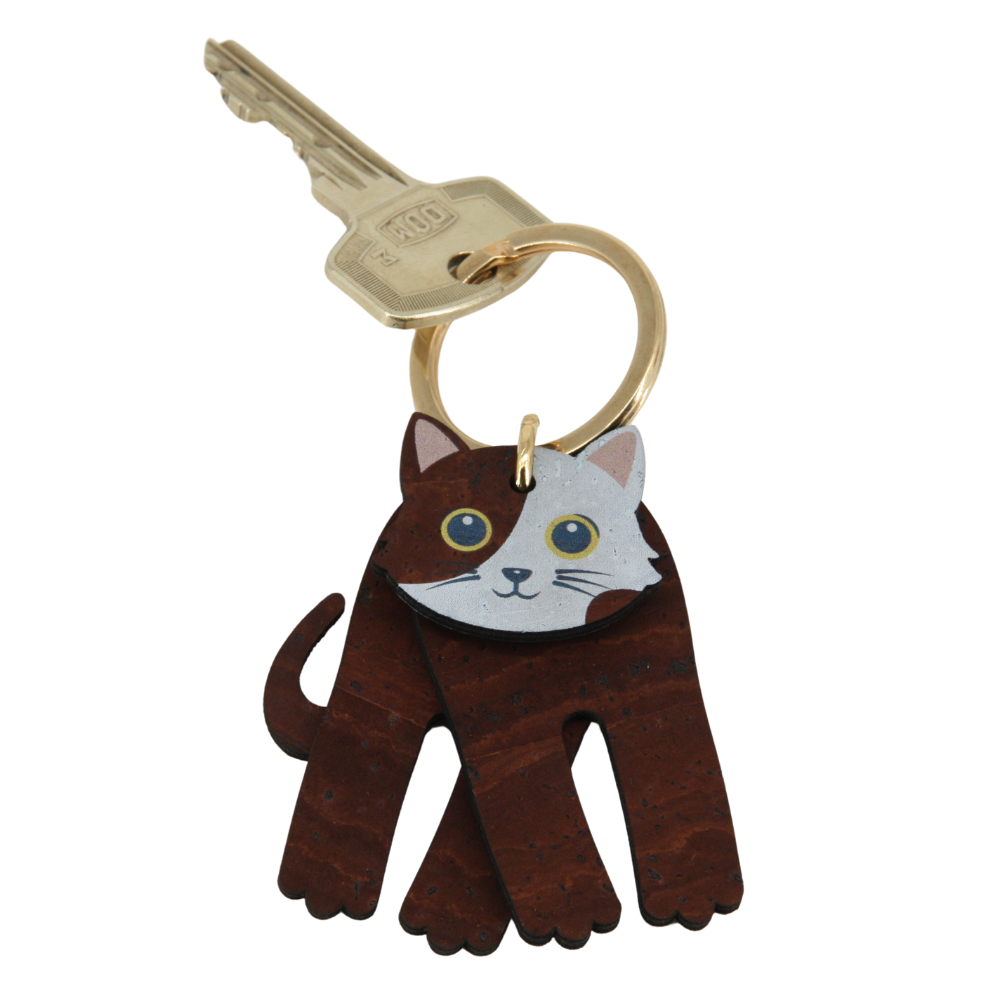 Kork Schlüsselanhänger * Anhänger für Taschen * Motiv Katze * verschiedene Farben * Geschenk für Frauen * handmade in Portugal * Marke Artipel