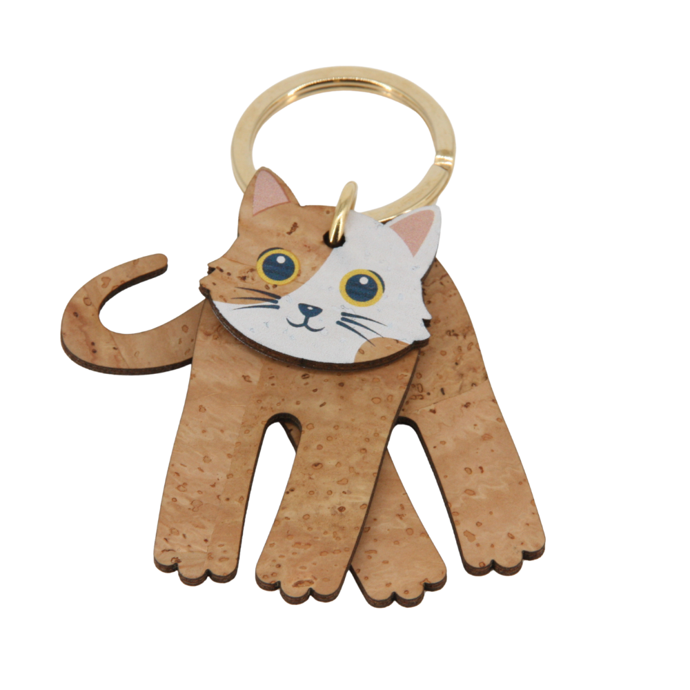 Kork Schlüsselanhänger * Anhänger für Taschen * Motiv Katze * verschiedene Farben * Geschenk für Frauen * handmade in Portugal * Marke Artipel