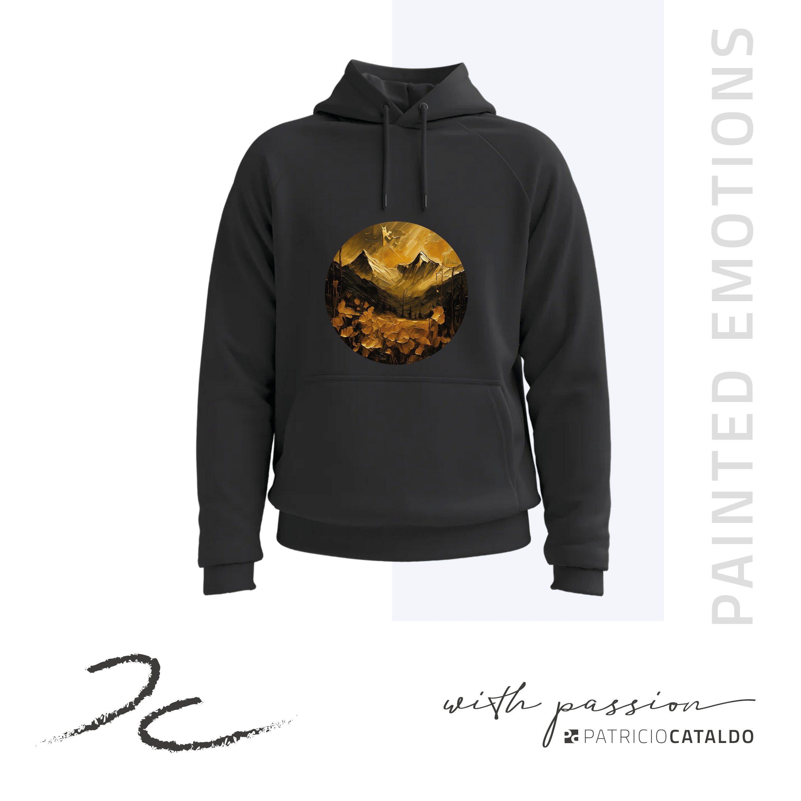 Unisex Kapuzenpullover * Hoodie * Mountains Print * Patricio Cataldo * 80% Bio Baumwolle * 20% recycelter Polyester * Hergestellt in Polen