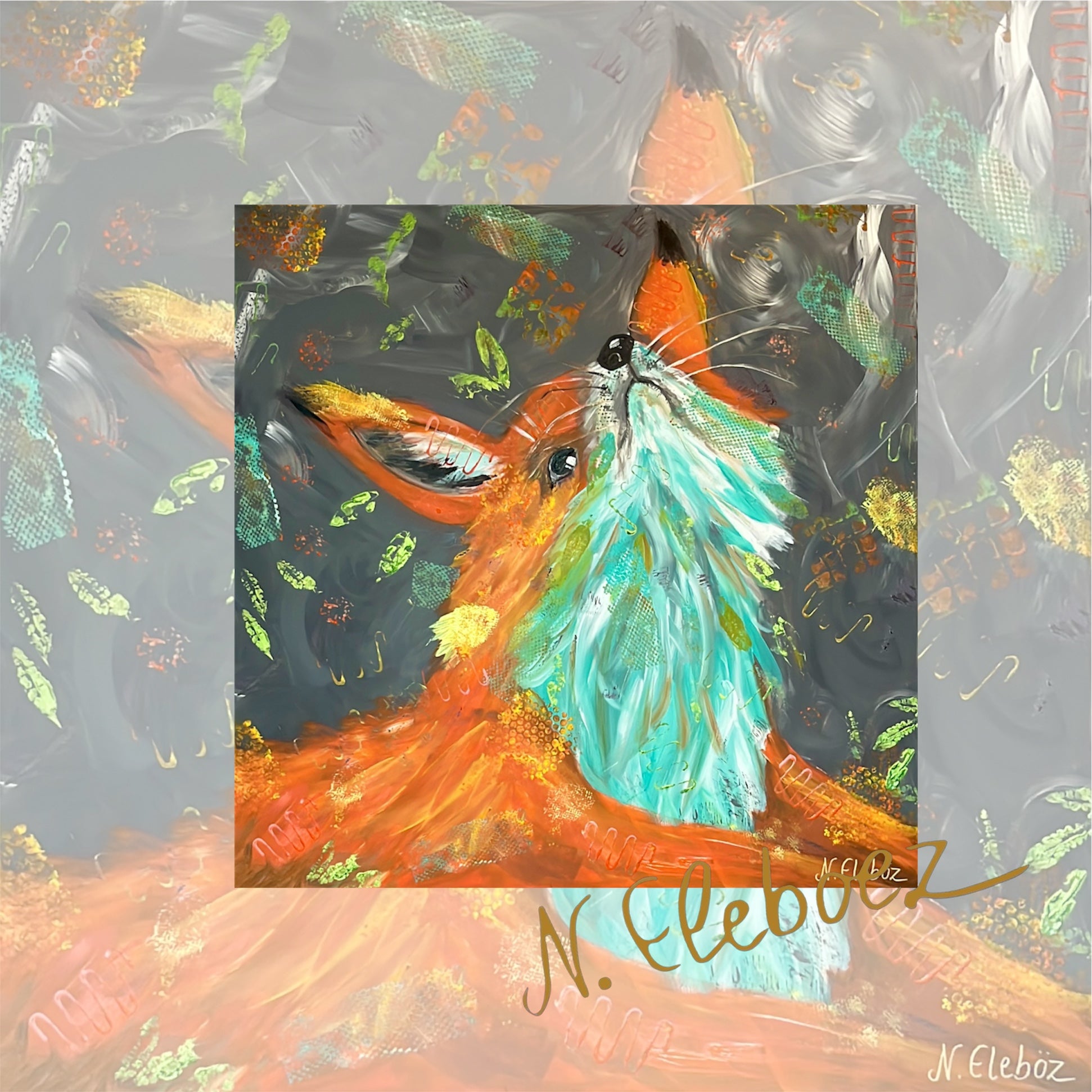 Kunstdruck * Acryl auf Leinwand * Fuchs * Nirtak Eleboez * verschiedene Größen * bunte Kollektion