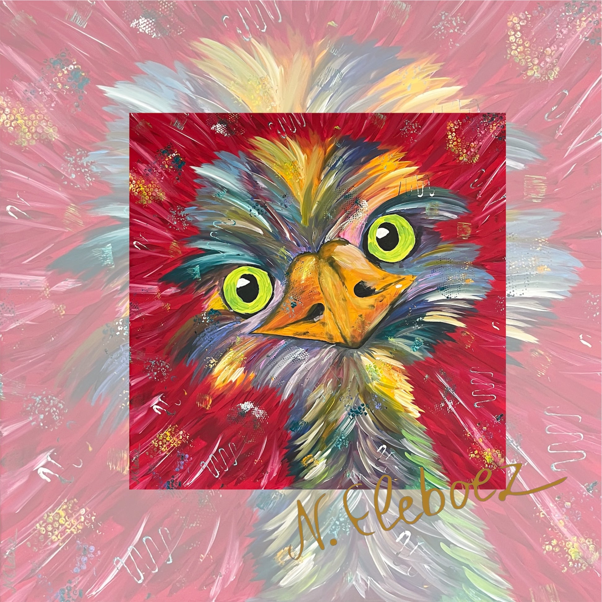 Kunstdruck * Acryl auf Leinwand * Emu * Nirtak Eleboez * verschiedene Größen * bunte Kollektion