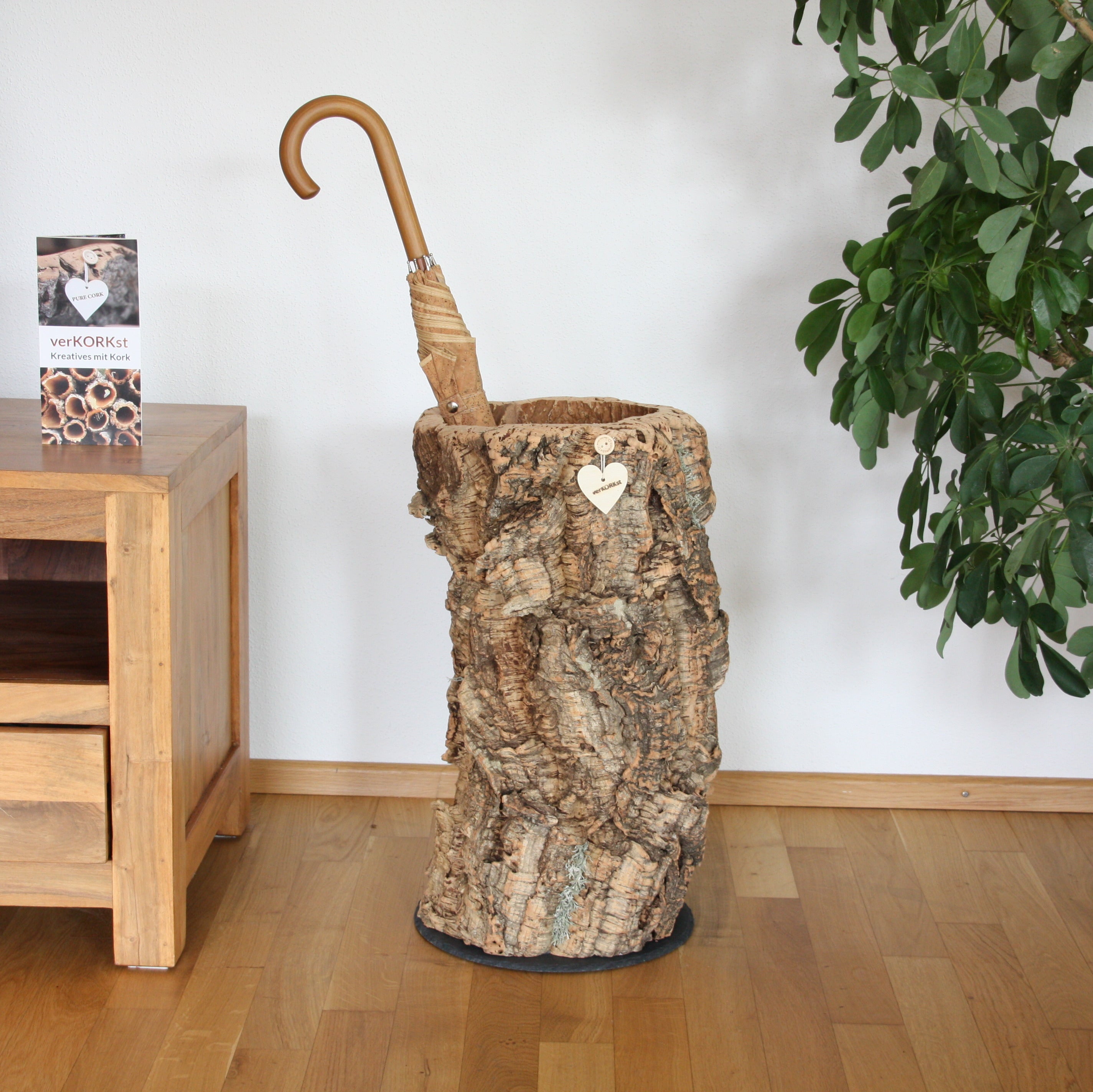 VERKORKst premium umbrella stand made of cork bark * Vintage umbrella holder in country style * Decoration for hallway, entrance, office
