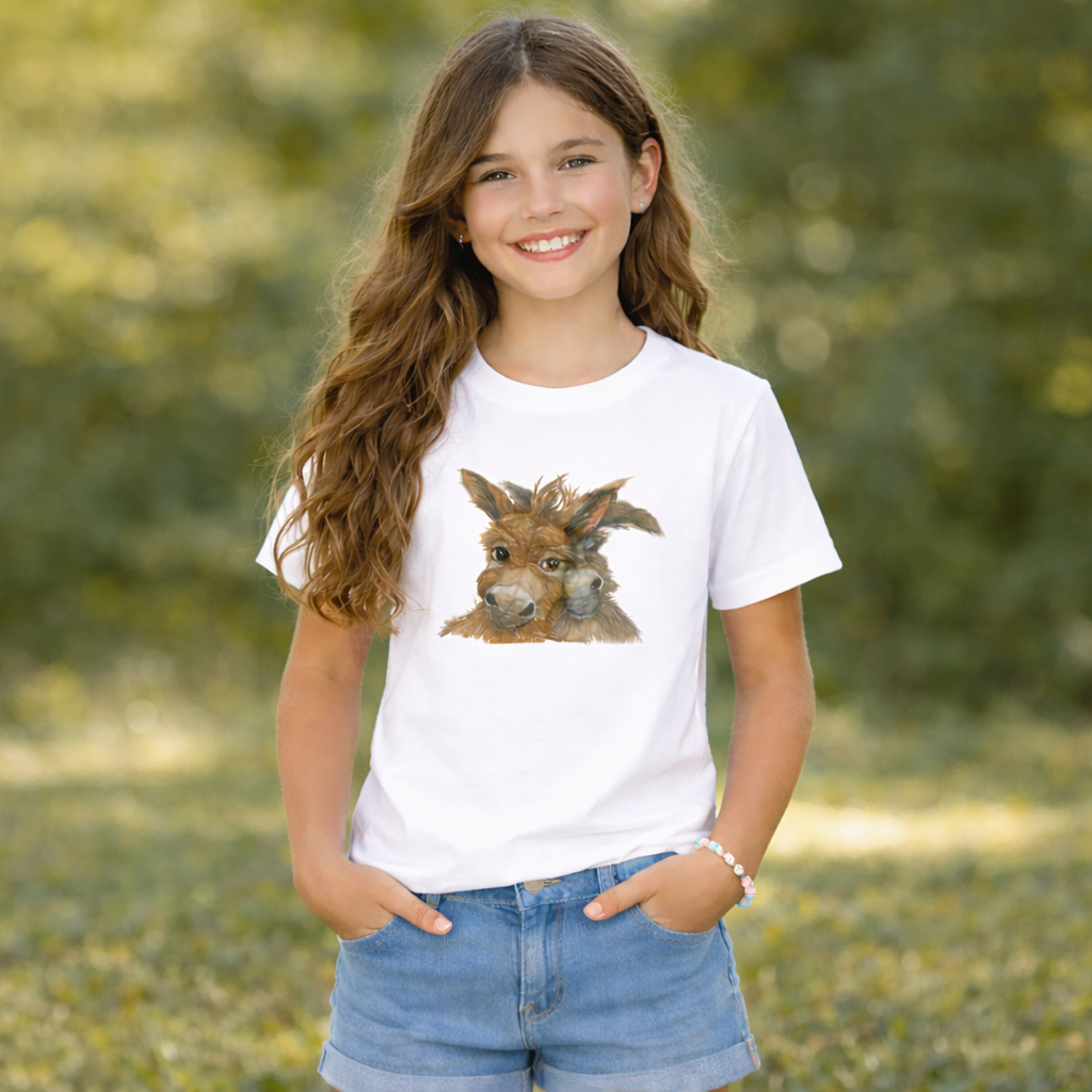 Kinder T-Shirt * Print Vorderseite Esel * weiß * T-Shirt * regarts.de * 100% Baumwolle