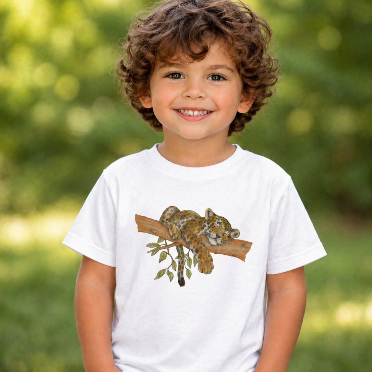 Kinder T-Shirt * Print Vorderseite Leopard * weiß * T-Shirt * regarts.de * 100% Baumwolle