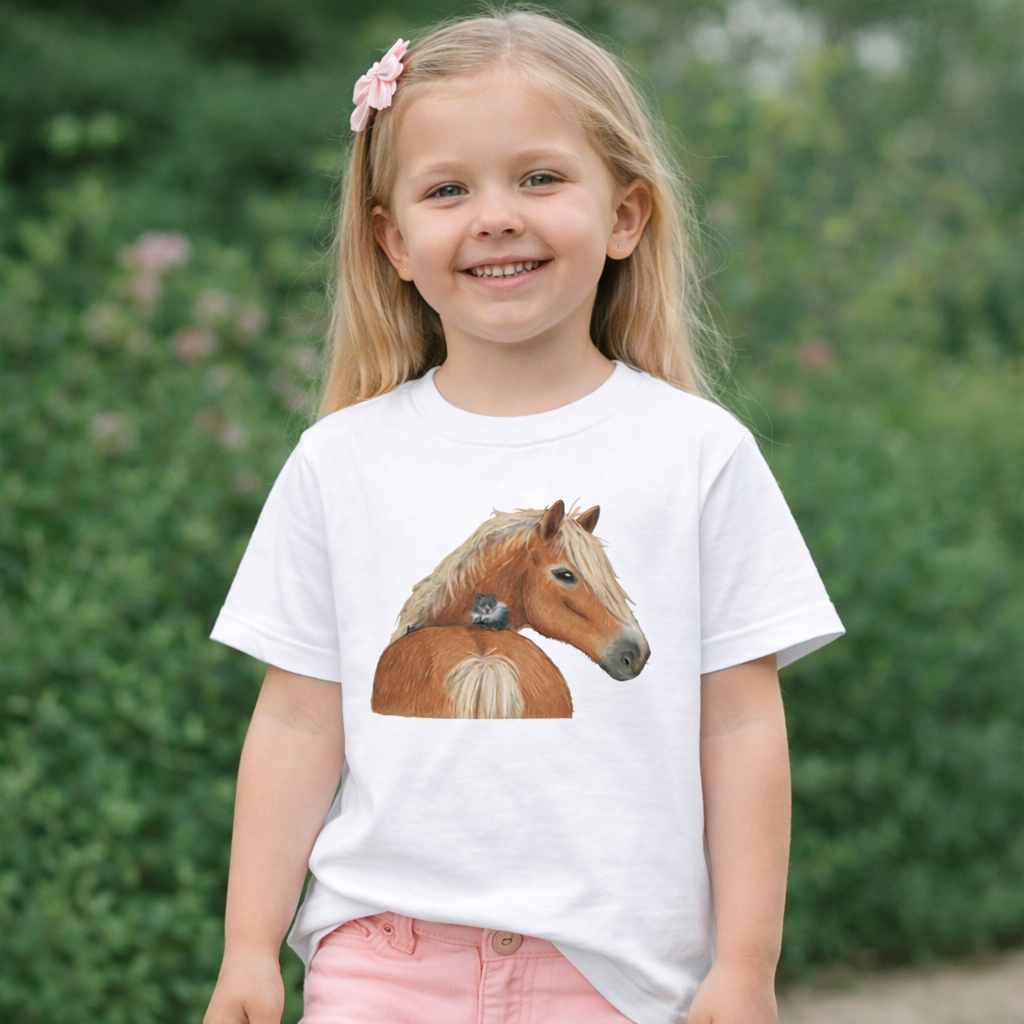 Kinder T-Shirt * Print Vorderseite Pferd * weiß * T-Shirt * regarts.de * 100% Baumwolle