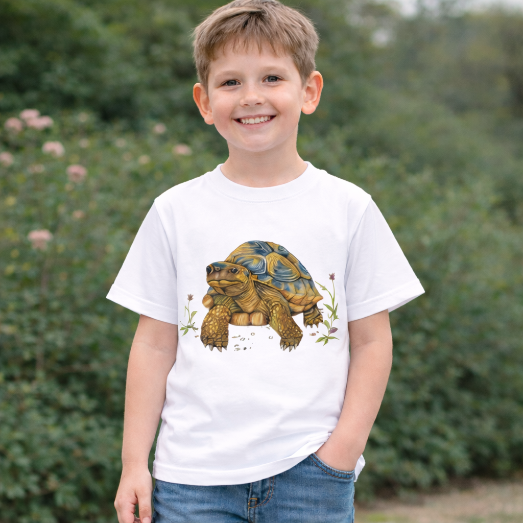 Kinder T-Shirt * Print Vorderseite Schildkröte * weiß * T-Shirt * regarts.de * 100% Baumwolle