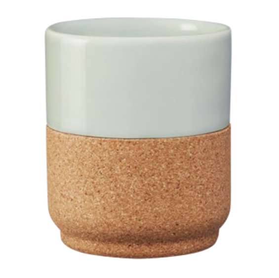 verKORKst Premium Kaffee und Tee Tasse * hellgrün * Keramik und Kork * ohne Henkel * vielfach prämiert * Designer Cup henkellos * made in Portugal