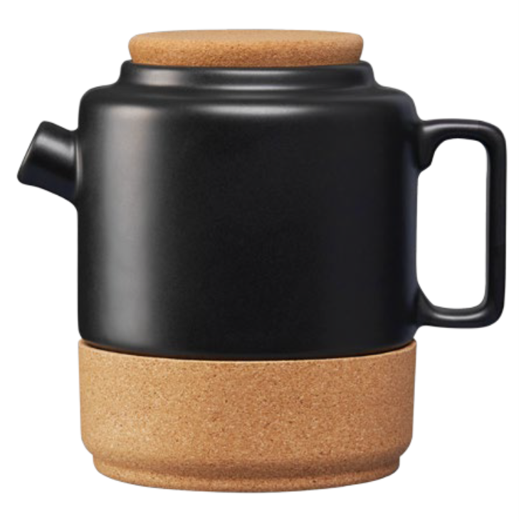 verKORKst Premium Tee und Kaffee Kanne * 850 ml * schwarz * Keramik und Kork * vielfach prämiert * Designer Tee Karaffe * made in Portugal