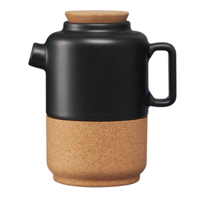 verKORKst Premium Tee und Kaffee Kanne * 650 ml * schwarz * Keramik und Kork * vielfach prämiert * Designer Tee Karaffe * made in Portugal