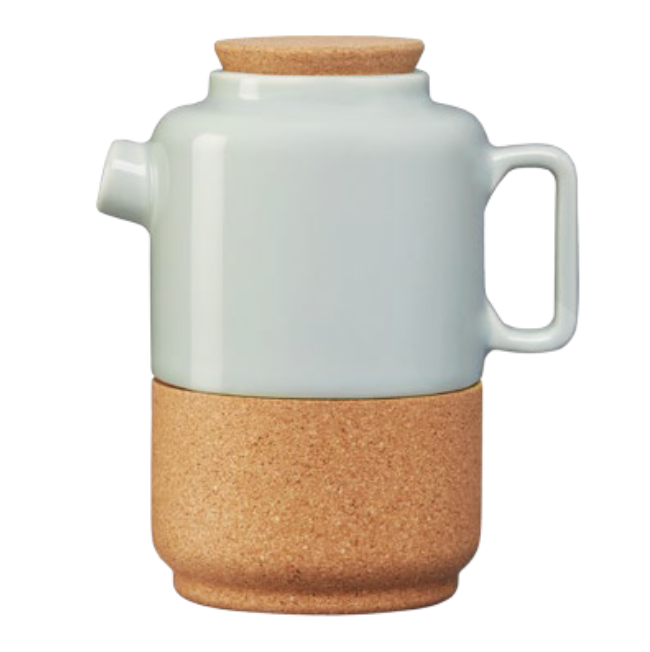 verKORKst Premium Tee und Kaffee Kanne * 650 ml * hellgrün * Keramik und Kork * vielfach prämiert * Designer Tee Karaffe * made in Portugal