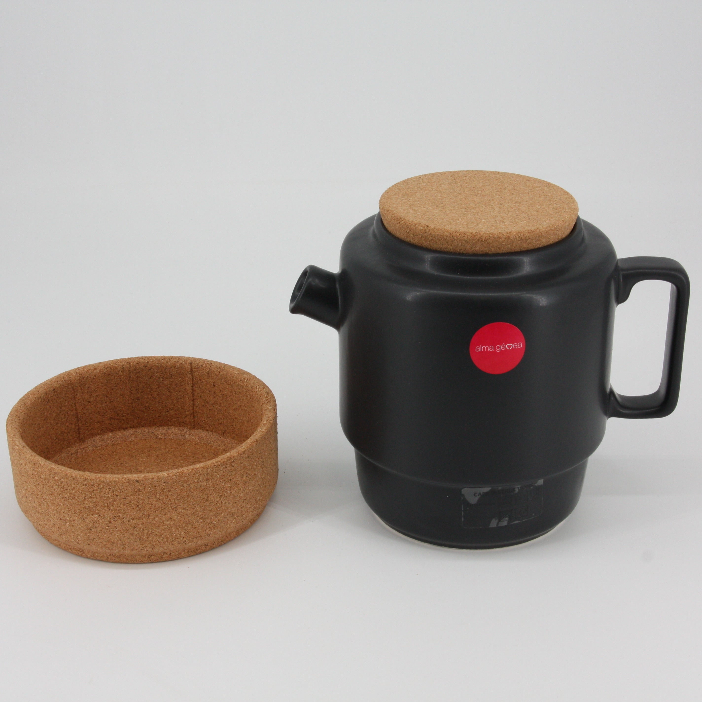 verKORKst Premium Tee und Kaffee Kanne * 850 ml * schwarz * Keramik und Kork * vielfach prämiert * Designer Tee Karaffe * made in Portugal