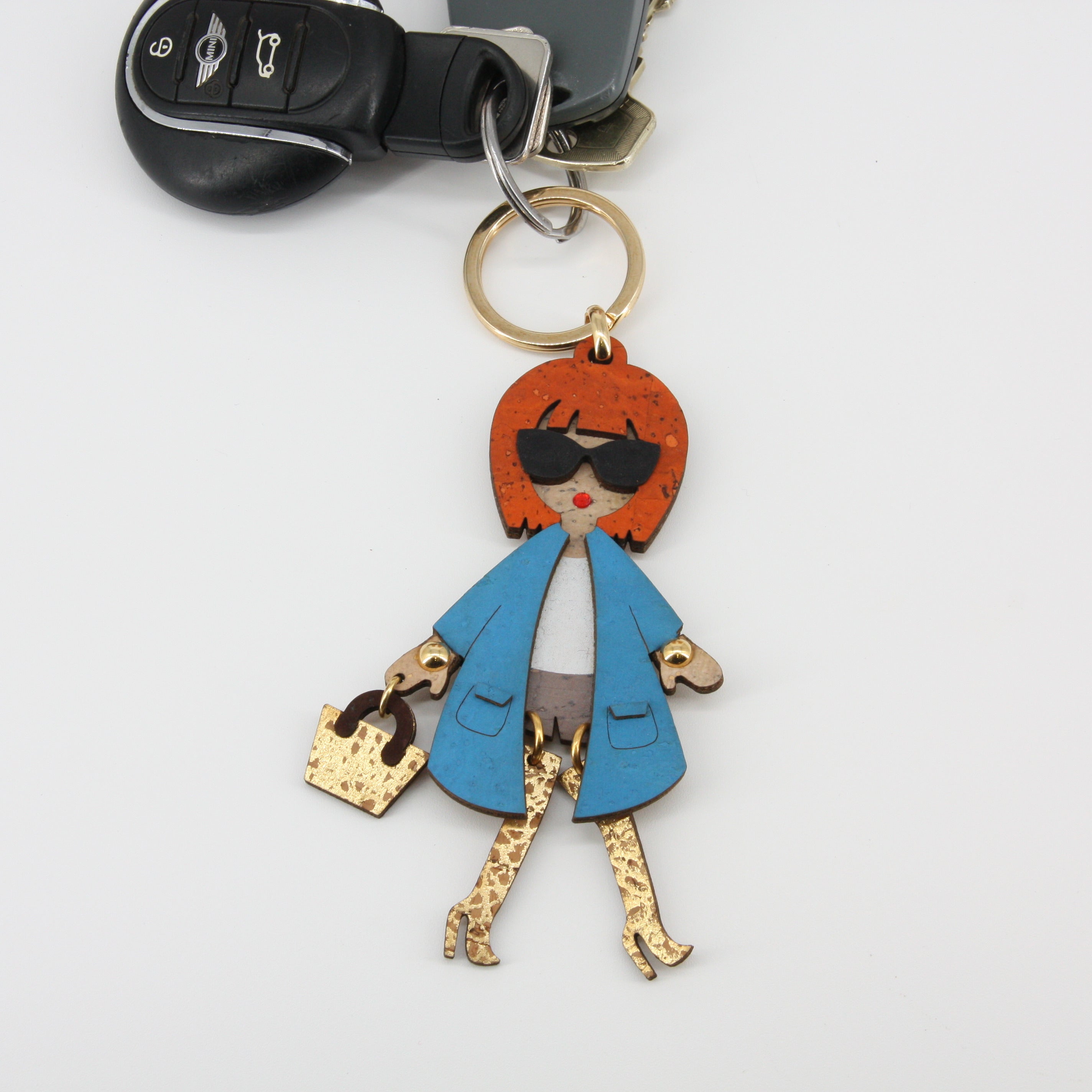 Kork Schlüsselanhänger * Anhänger für Taschen * peppige Figur * Taschenanhänger * Geschenk für Frauen * handmade in Portugal * Marke Artipel