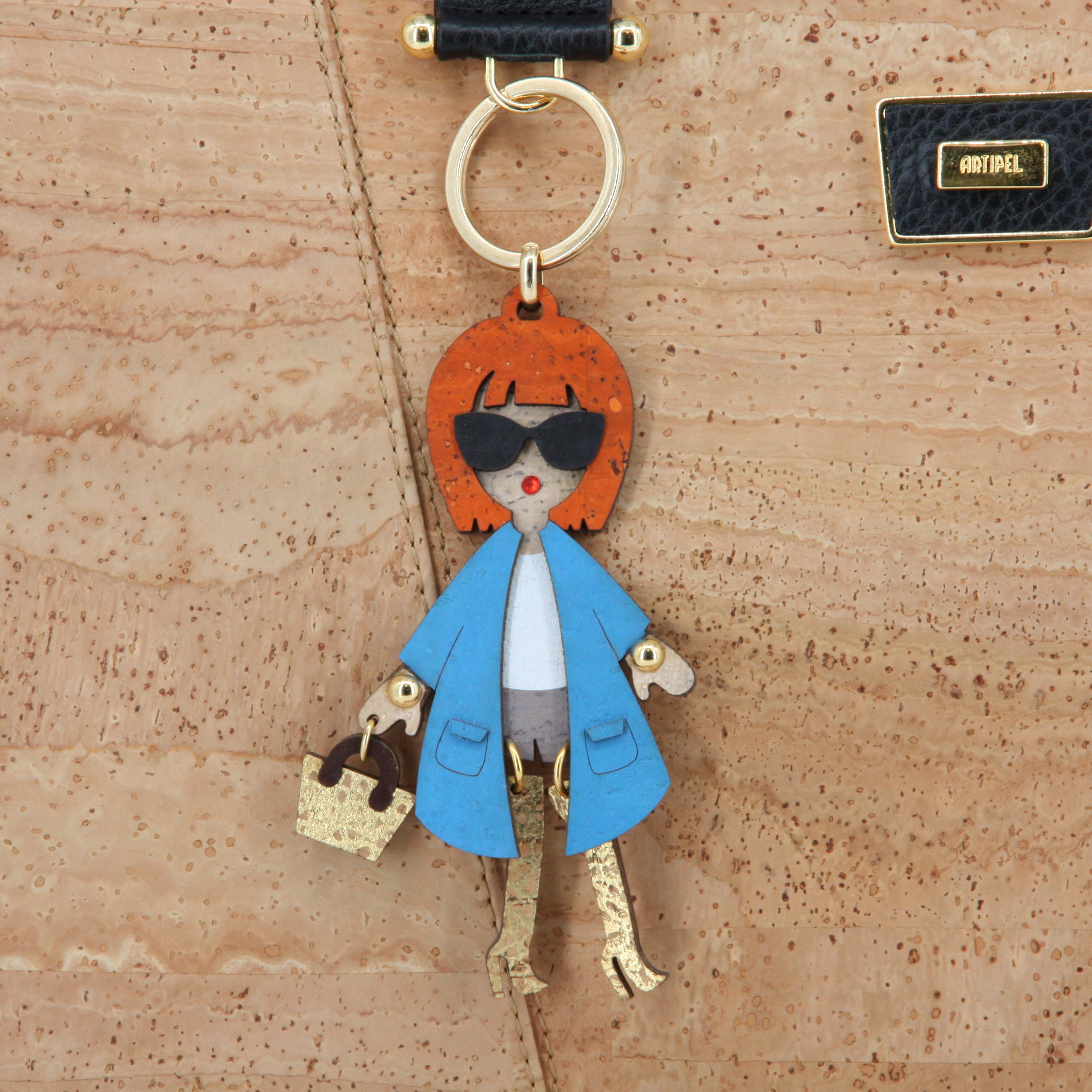 Kork Schlüsselanhänger * Anhänger für Taschen * peppige Figur * Taschenanhänger * Geschenk für Frauen * handmade in Portugal * Marke Artipel