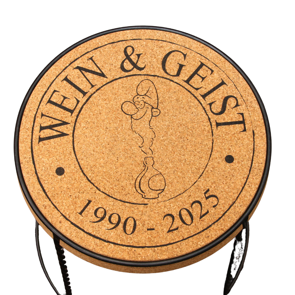 VERKORKst premium champagne bar stool made of cork and metal * Muselet design * Vintage side table * vegan * Made in Portugal