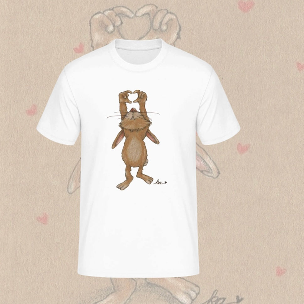 Damen T-Shirt * Print Vorderseite * Hase * weiß * T-Shirt * regarts.de * 100% Baumwolle
