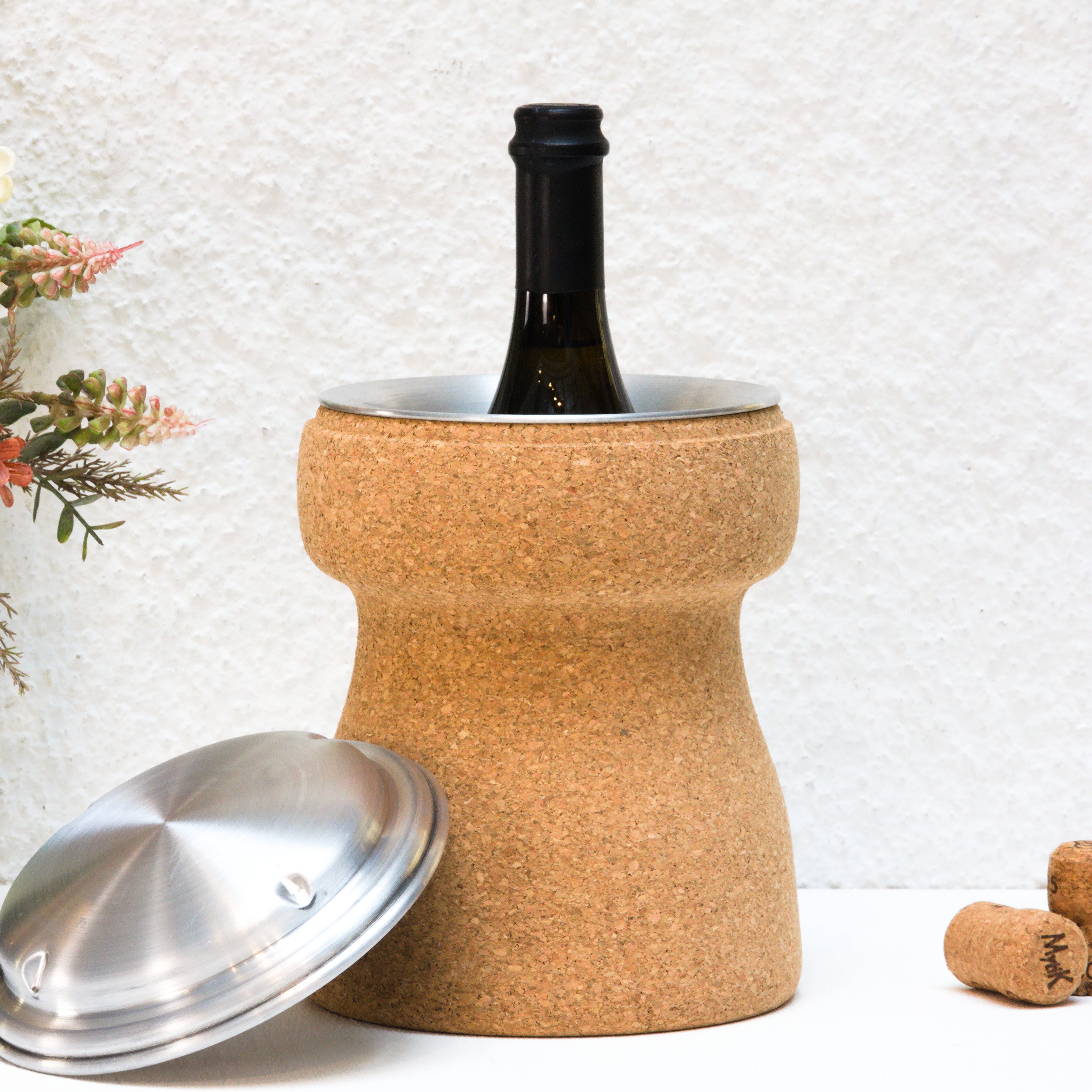 verKORKst Premium Weinkühler Sektkühler aus Kork * Vintage Flaschenkühler für Champagner, Wein, Sekt, Prosecco * Esstisch, Bar, Garten