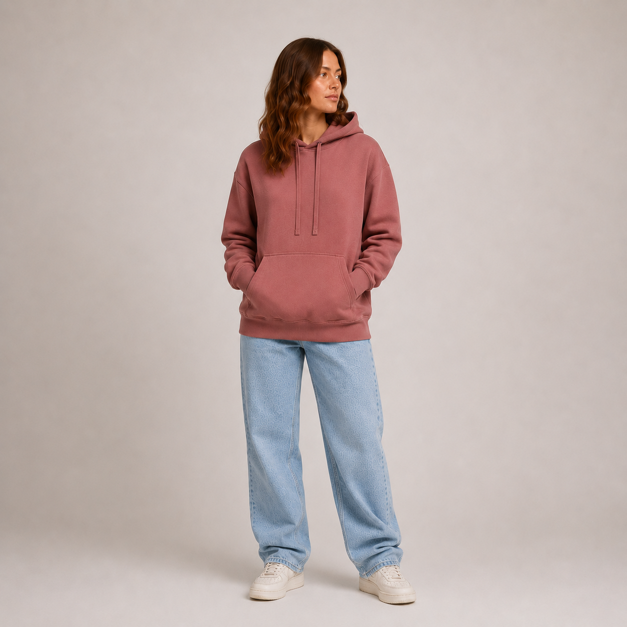 Frauen Hoodie aus Holzfasern * Kapuzenpullover * 100% Natur * 0% Plastik * rot * Motiv "Lotusblüte"