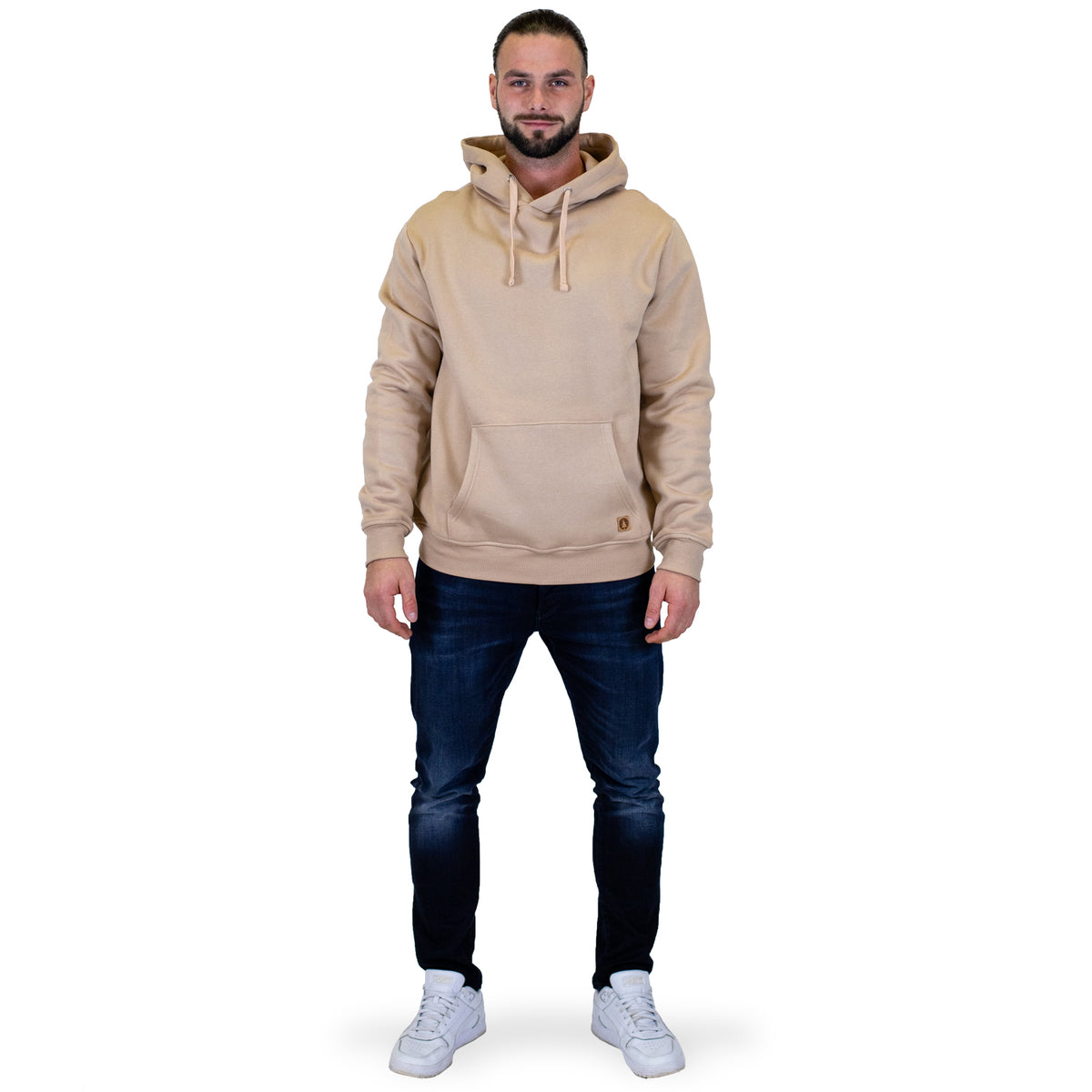 Herren Hoodie aus Holzfasern * Kapuzenpullover * 100% Natur * 0% Plastik * beige * Motiv "Turntable"