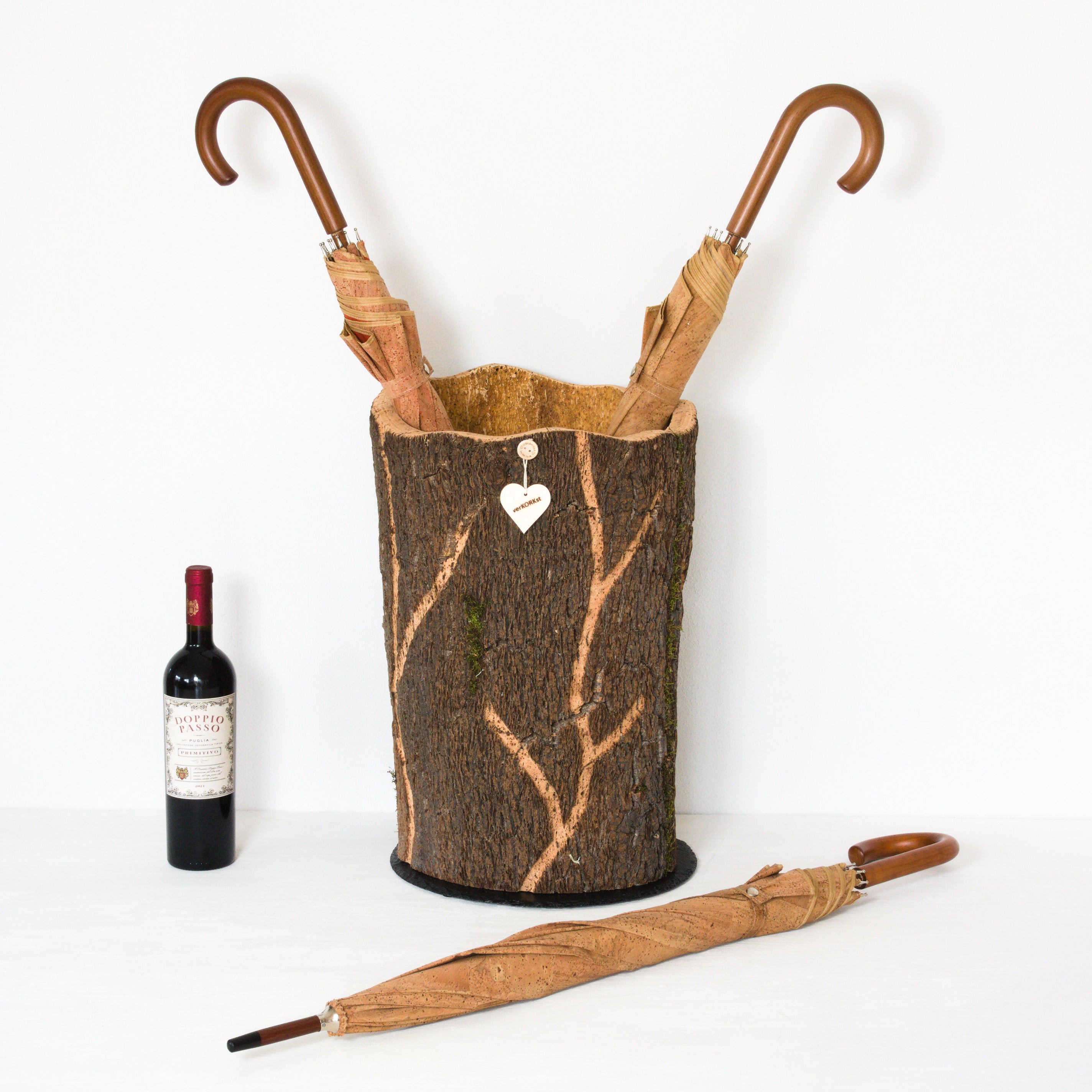 Kork Regenschirm * vegan * Regenschirm für Damen und Herren * Holzgriff * hergestellt in Portugal