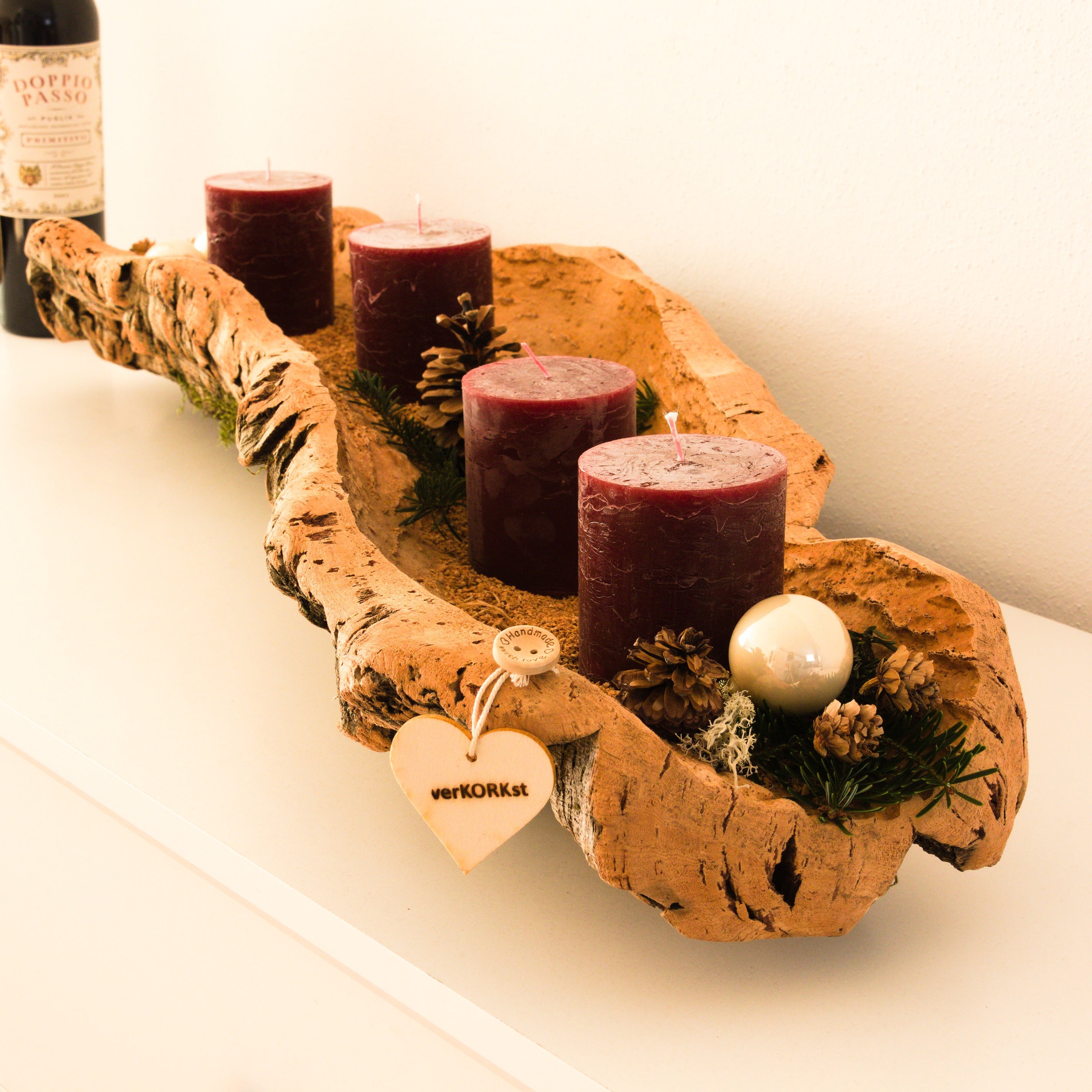 verKORKst Premium Adventskranz aus Korkschale