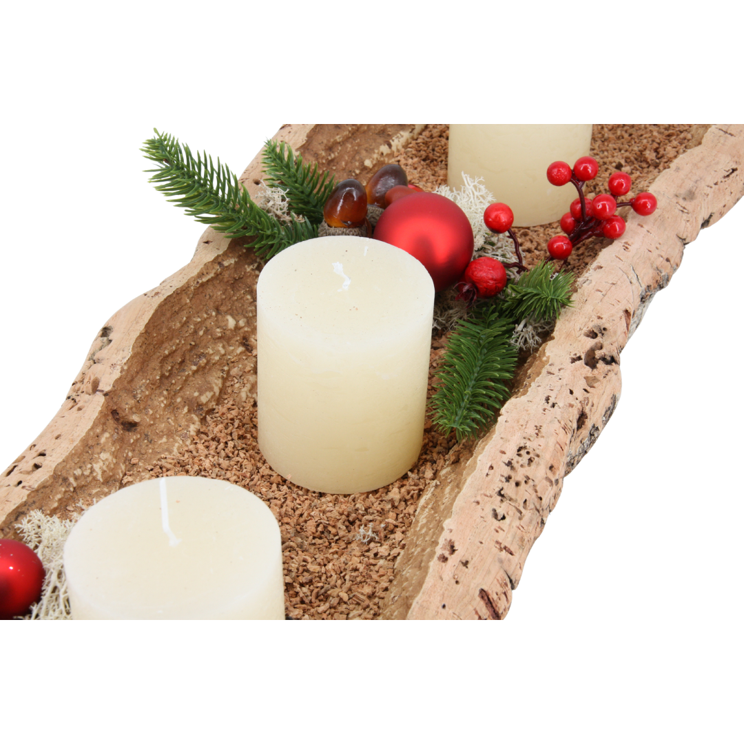 verKORKst Premium Adventsgesteck und Obstschale aus Kork * verschiedene Größen * Adventskranz * Weihnachtsdeko * Weihnachtsschale * Korkschale für Obst, Brot, Lebensmittel
