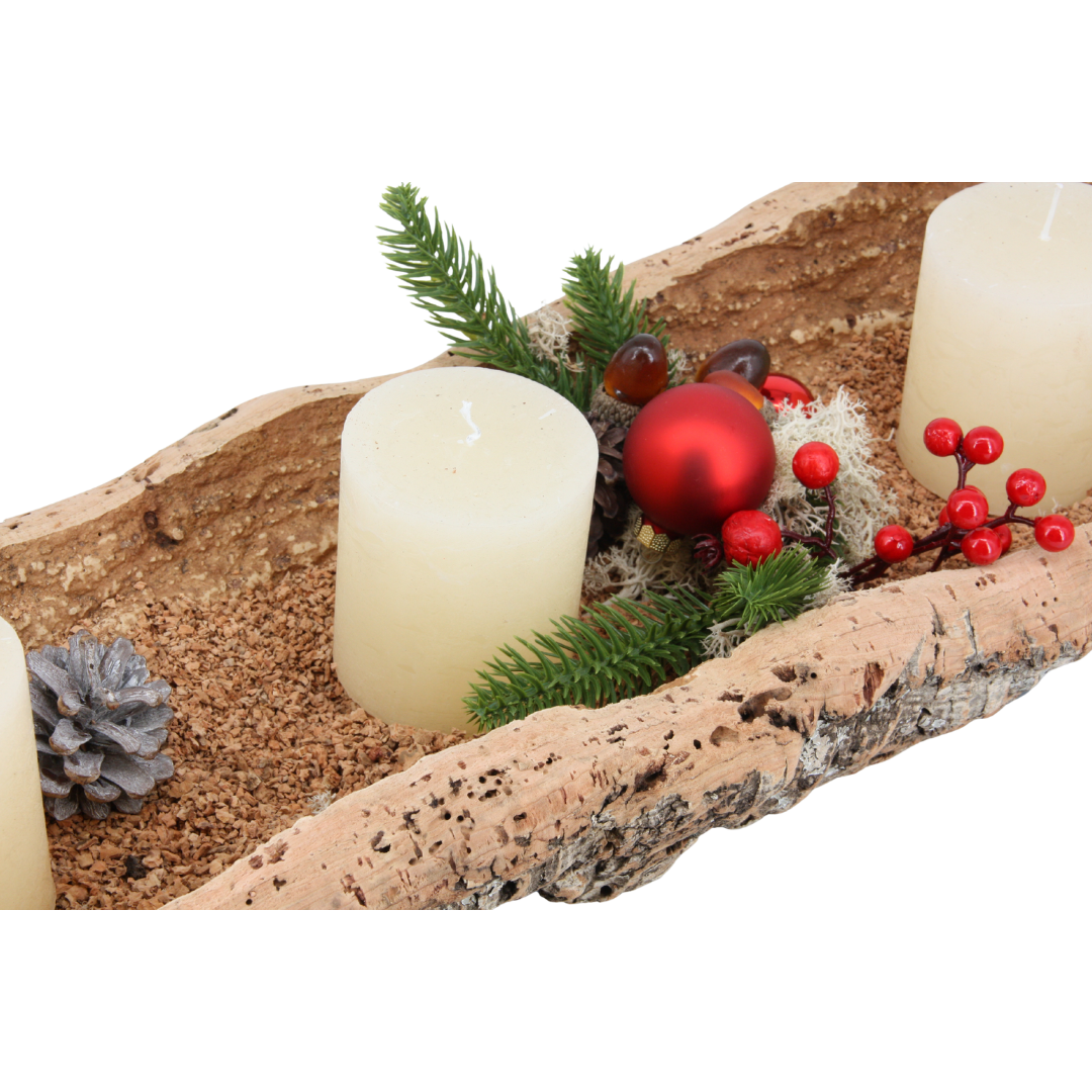 verKORKst Premium Adventsgesteck und Obstschale aus Kork * verschiedene Größen * Adventskranz * Weihnachtsdeko * Weihnachtsschale * Korkschale für Obst, Brot, Lebensmittel