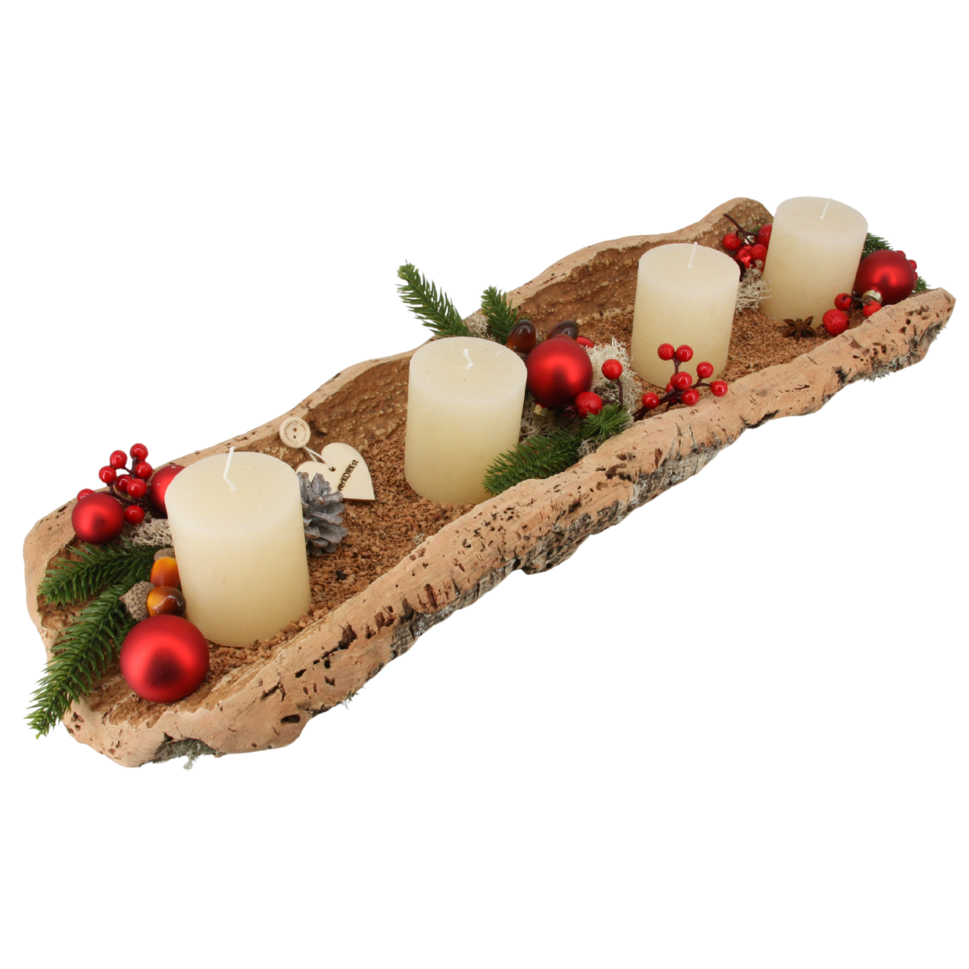 verKORKst Premium Adventsgesteck und Obstschale aus Kork * verschiedene Größen * Adventskranz * Weihnachtsdeko * Weihnachtsschale * Korkschale für Obst, Brot, Lebensmittel