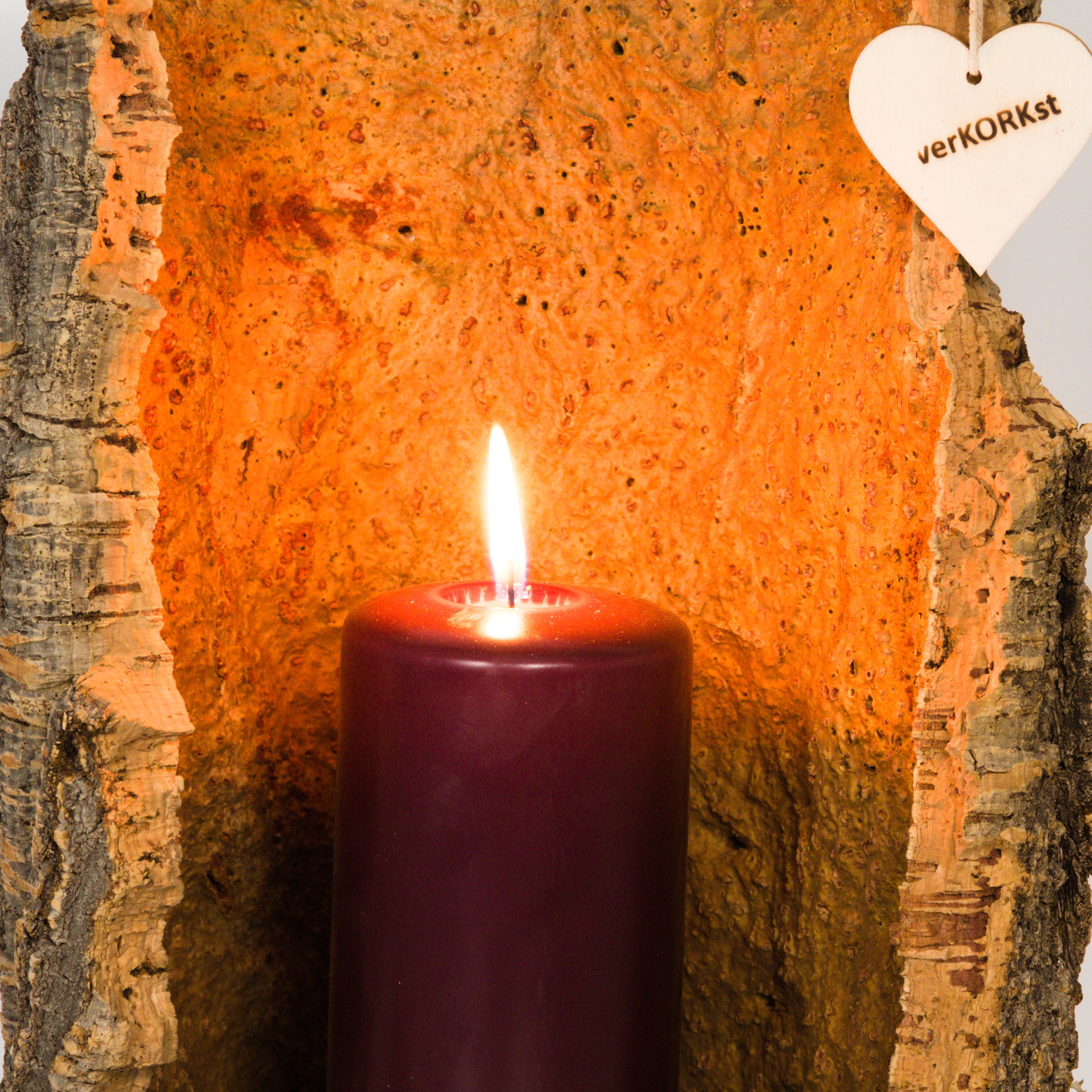 VERKORKst premium lantern with heart cutout made of cork * tea light holder candle holder * rustic decoration * presentation candles