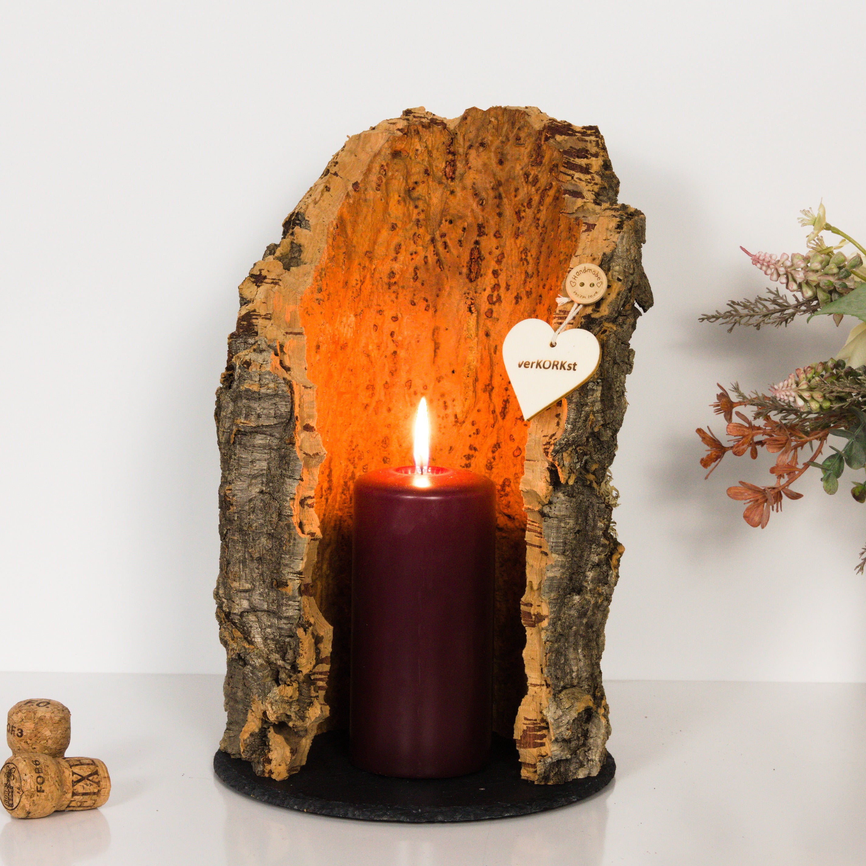 Lanterna premium VERKORKst con ritaglio di cuore in sughero * portacandele * decorazione rustica * candele di presentazione