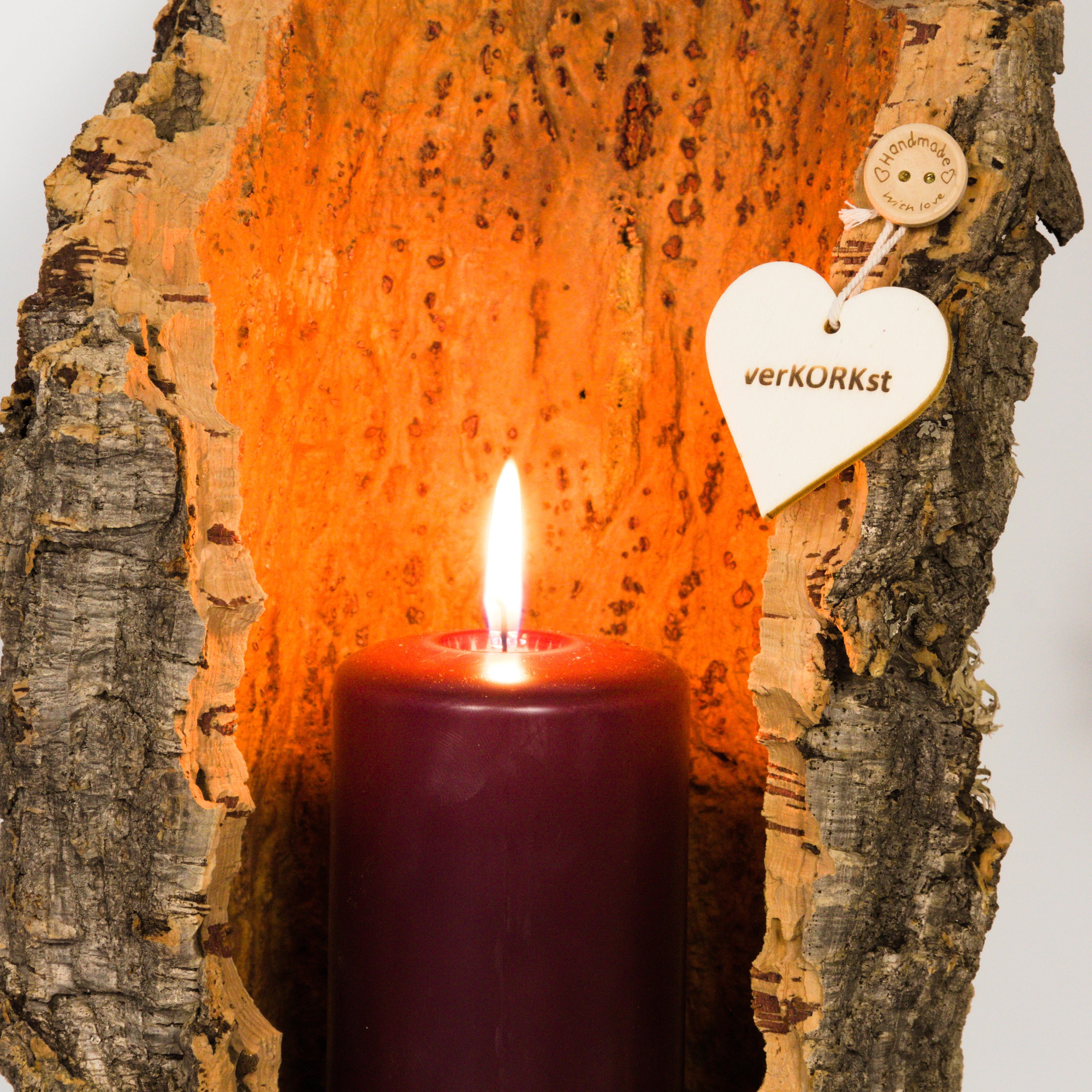 Lanterna premium VERKORKst con ritaglio di cuore in sughero * portacandele * decorazione rustica * candele di presentazione