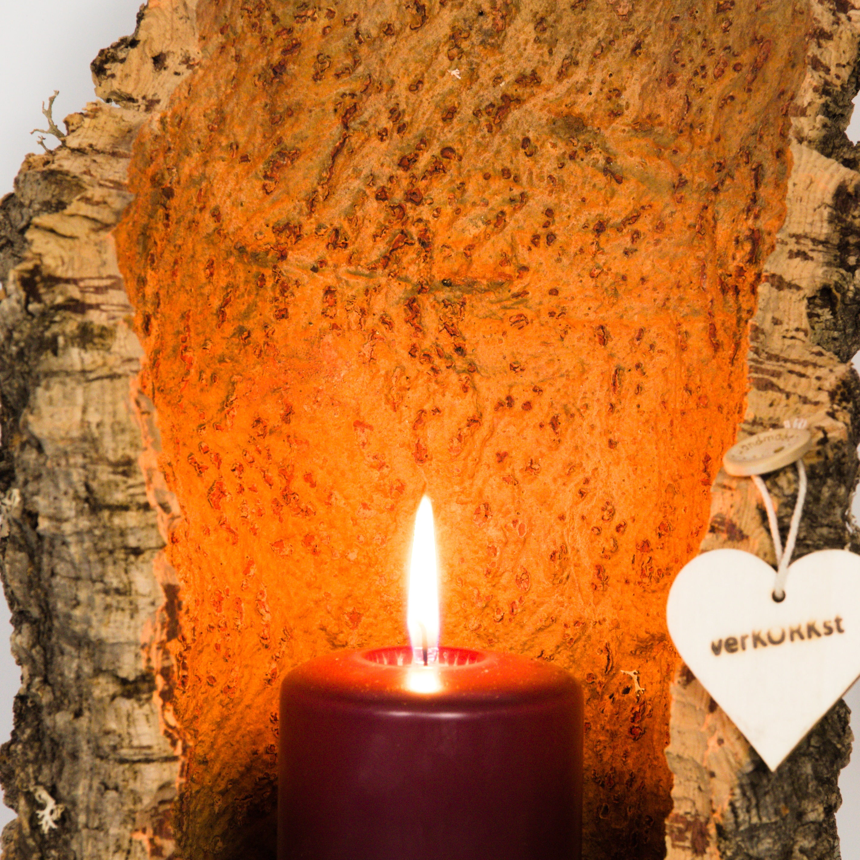 VERKORKst premium lantern with heart cutout made of cork * tea light holder candle holder * rustic decoration * presentation candles