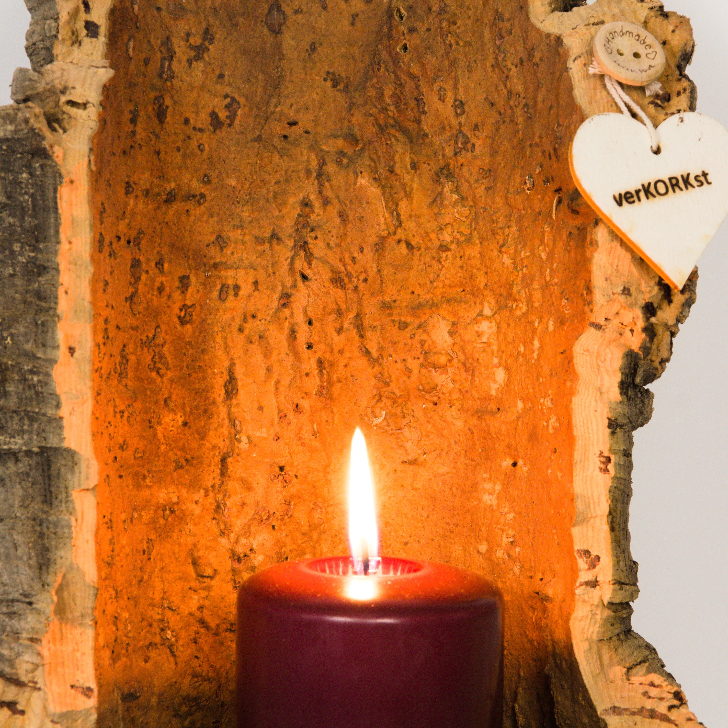 VERKORKst premium lantern with heart cutout made of cork * tea light holder candle holder * rustic decoration * presentation candles