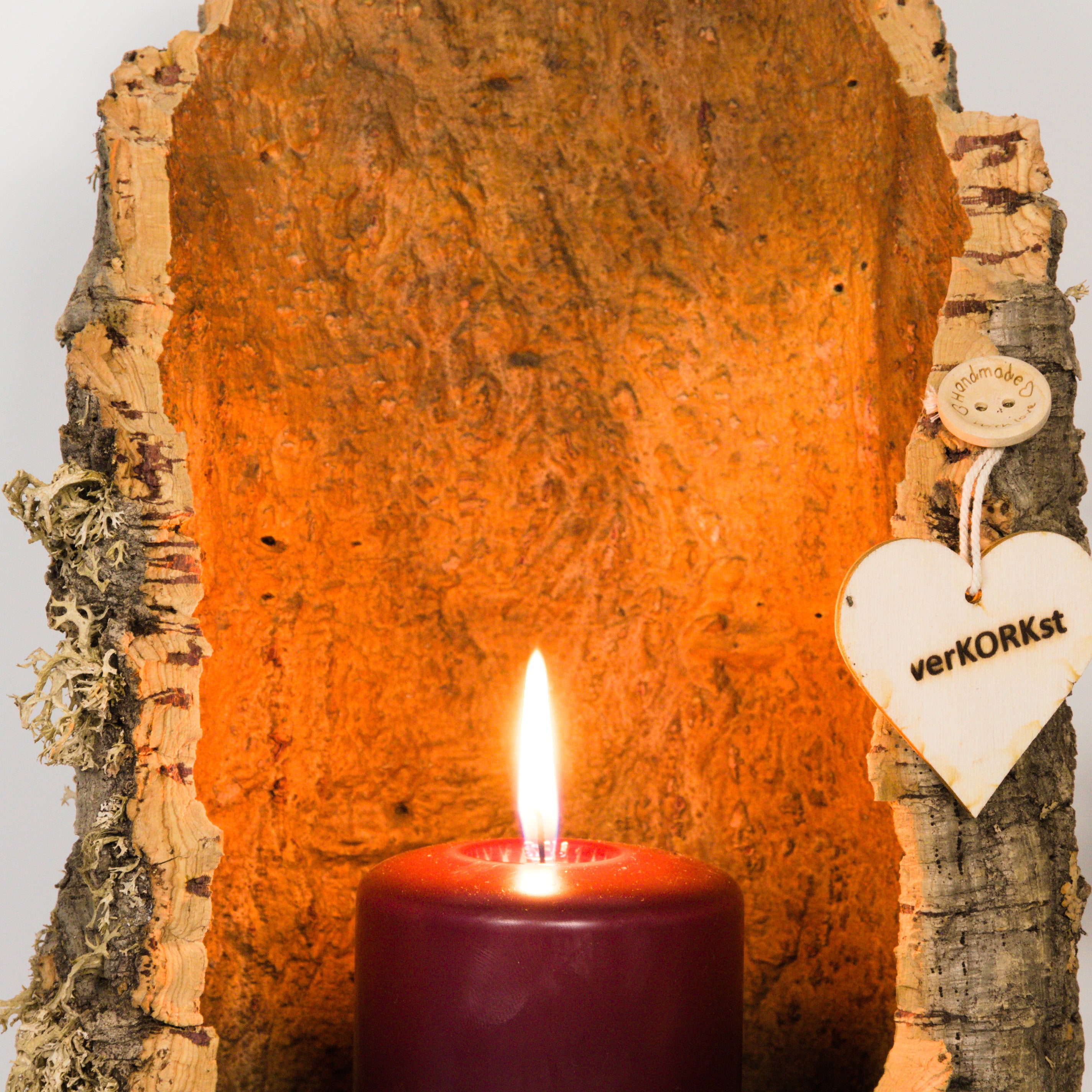 VERKORKst premium lantern with heart cutout made of cork * tea light holder candle holder * rustic decoration * presentation candles