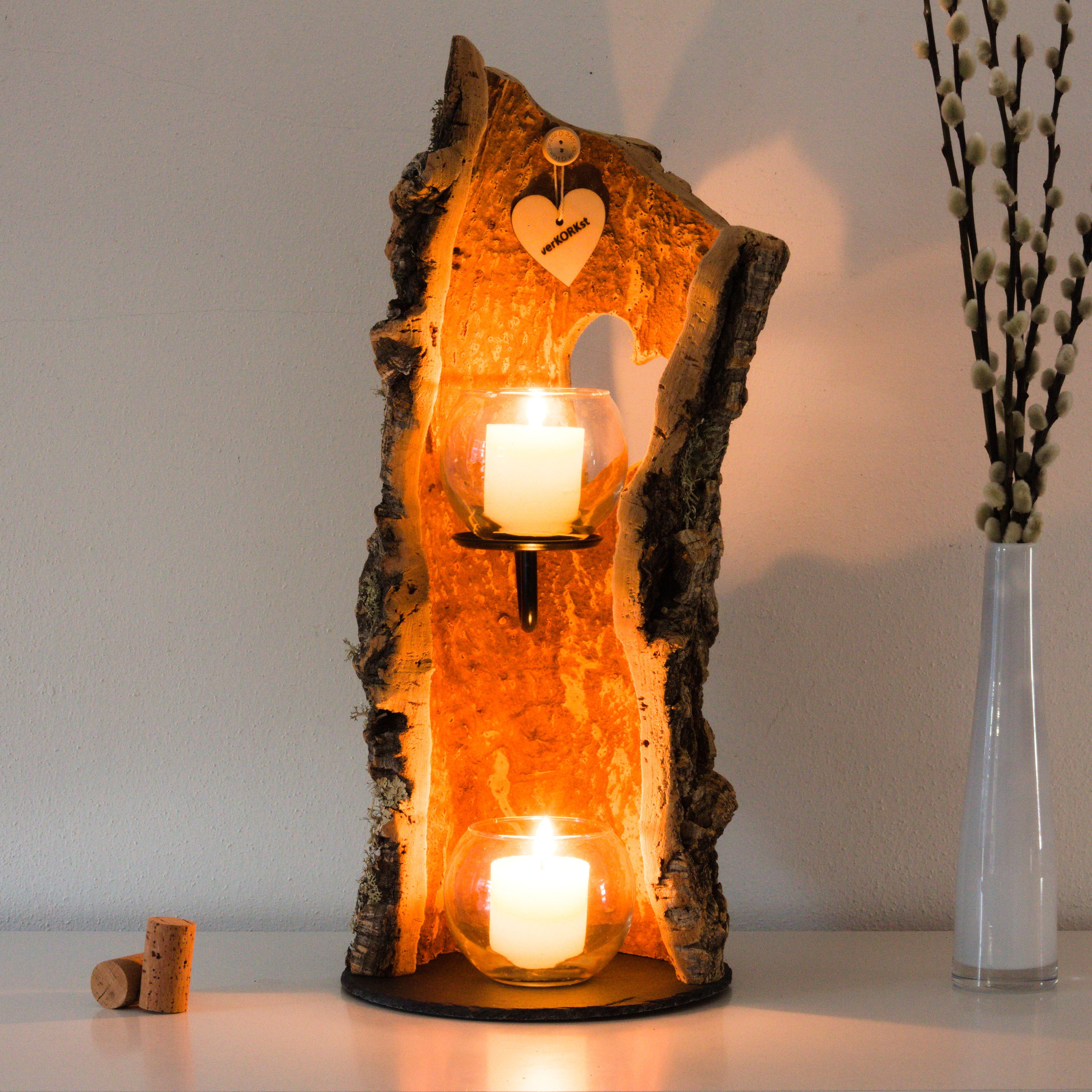 verKORKst premium lantern made of cork * tea light holder candle holder * rustic decoration * high-quality decoration kitchen living room terrace