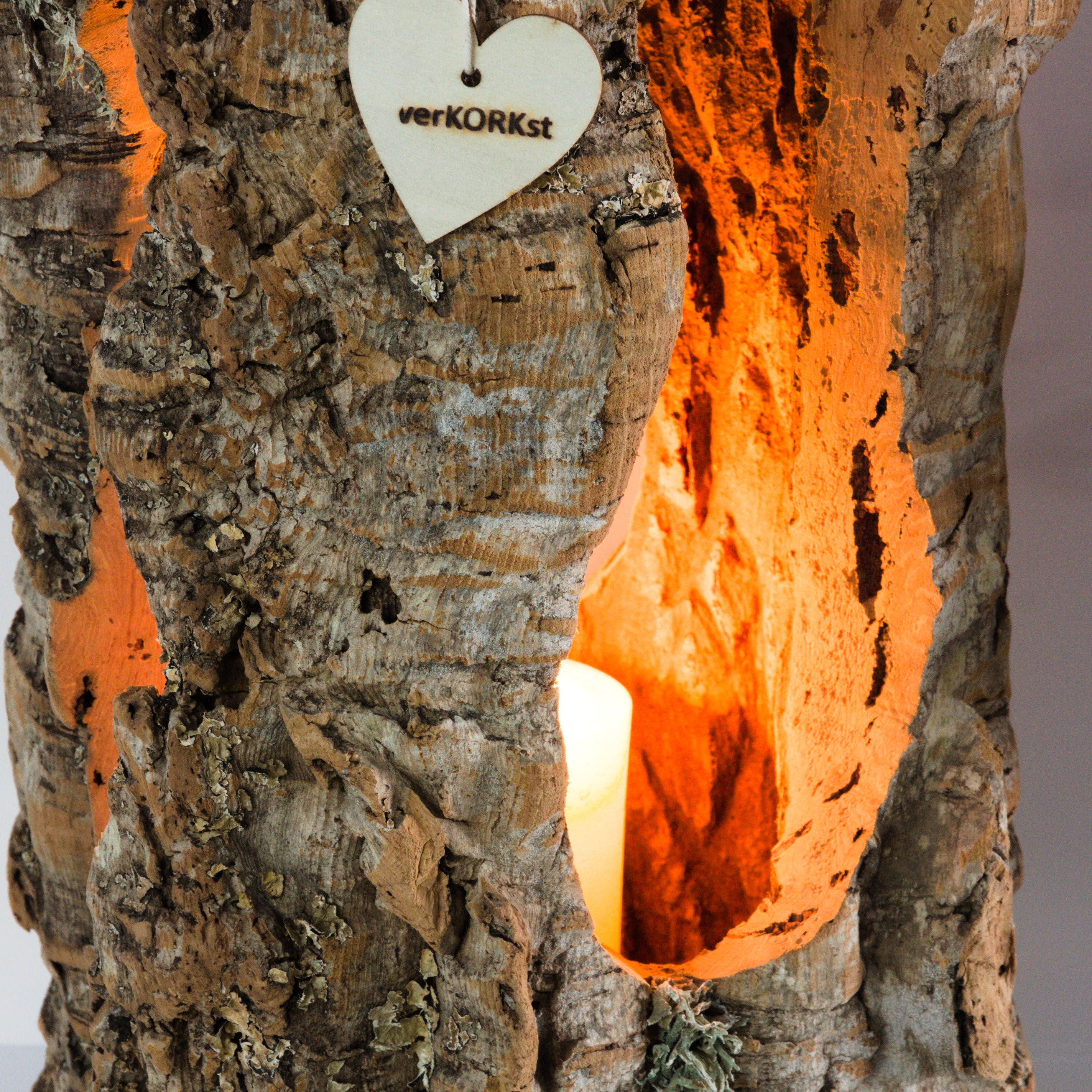 VERKORKst premium lantern with heart cutout made of cork * tea light holder candle holder * rustic decoration * presentation candles