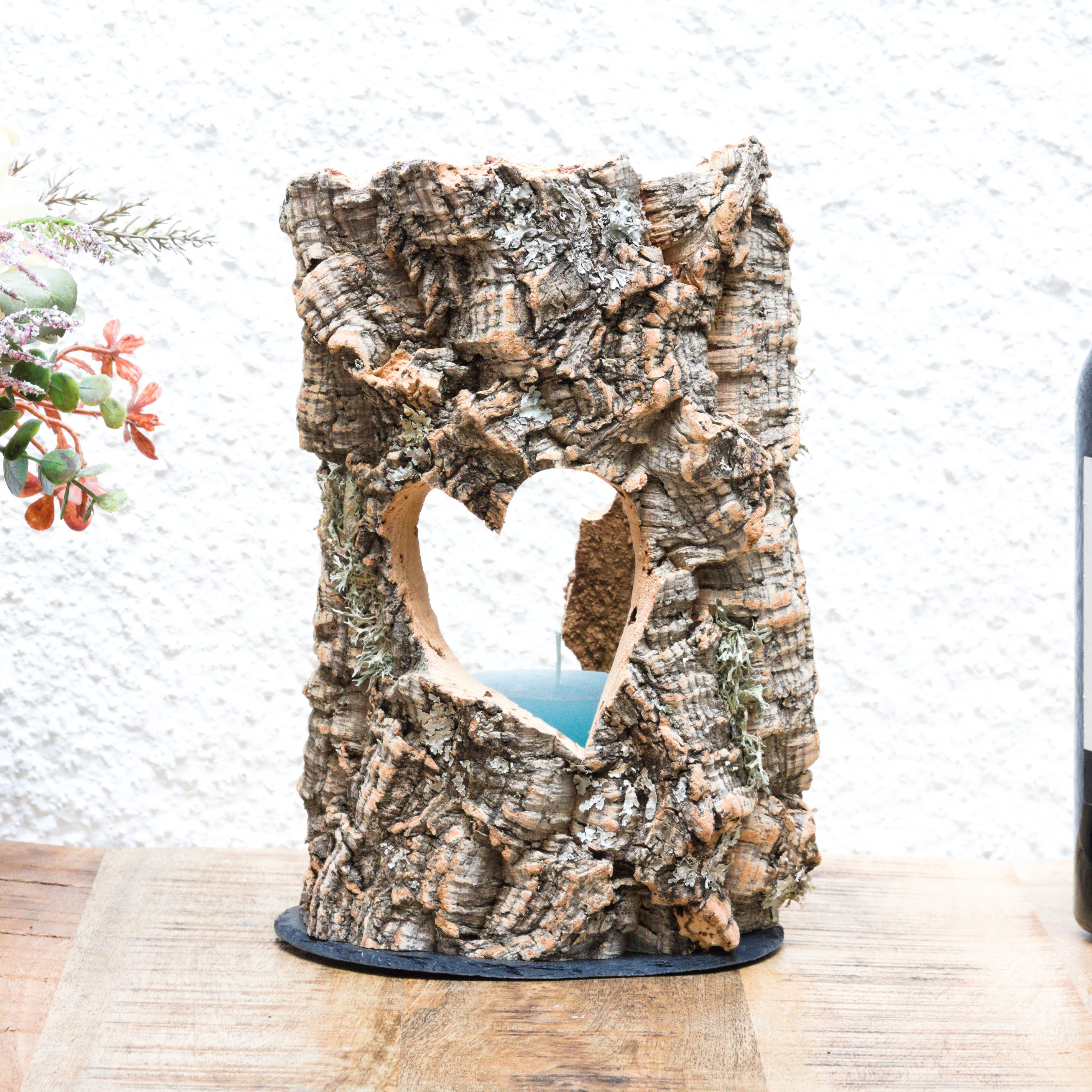 VERKORKst premium lantern with heart cutout made of cork * tea light holder candle holder * rustic decoration * presentation candles