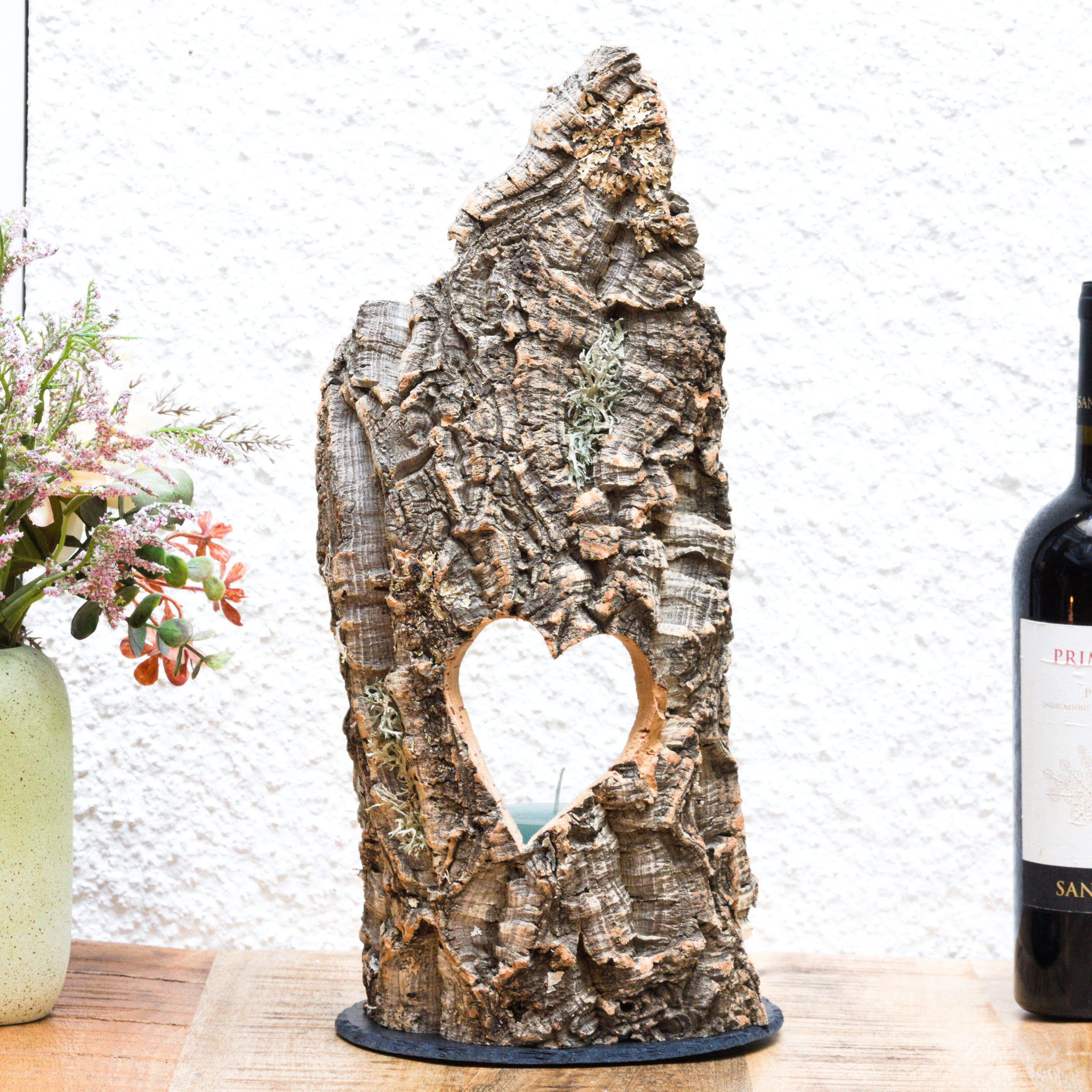 VERKORKst premium lantern with heart cutout made of cork * tea light holder candle holder * rustic decoration * presentation candles