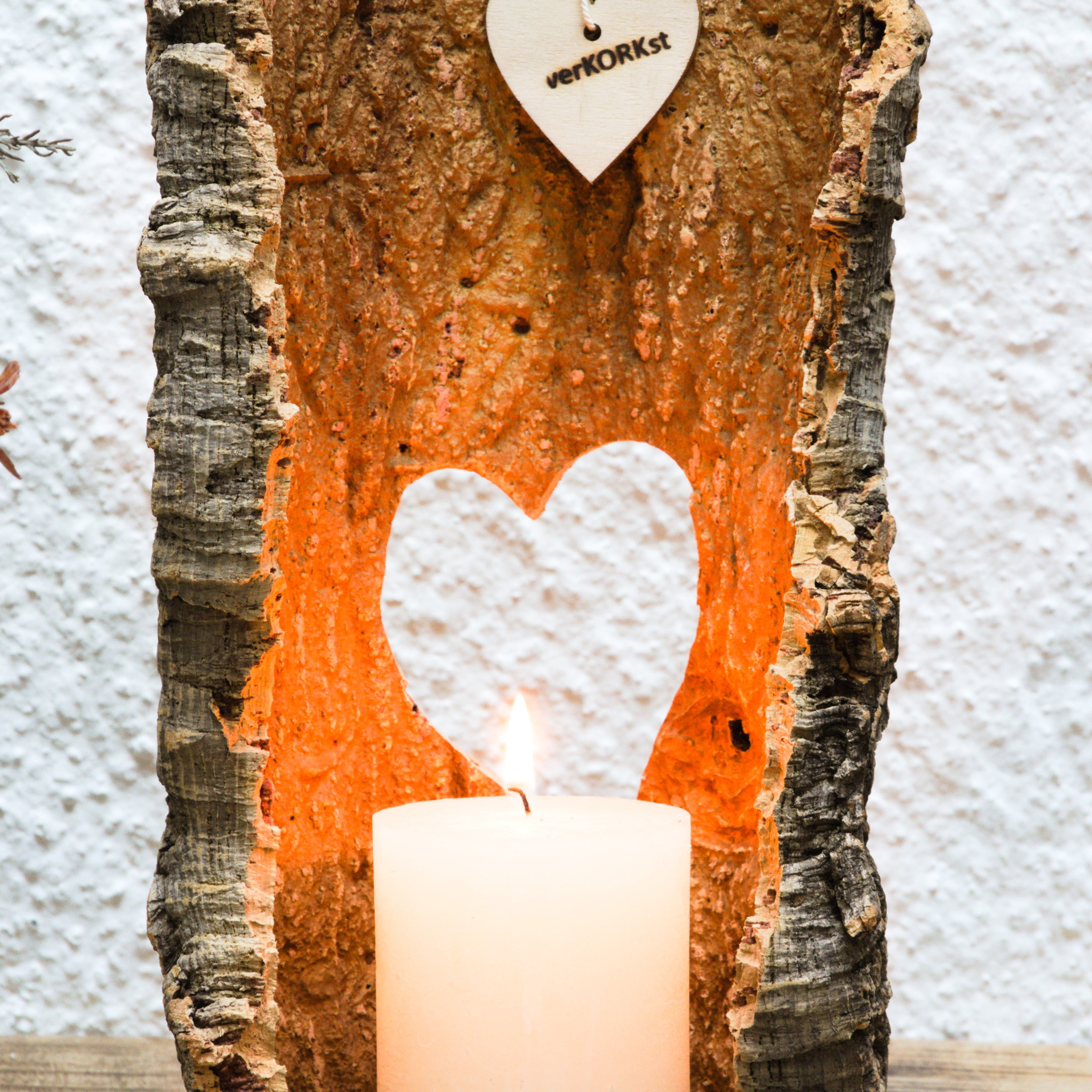 Lanterna premium VERKORKst con ritaglio di cuore in sughero * portacandele * decorazione rustica * candele di presentazione