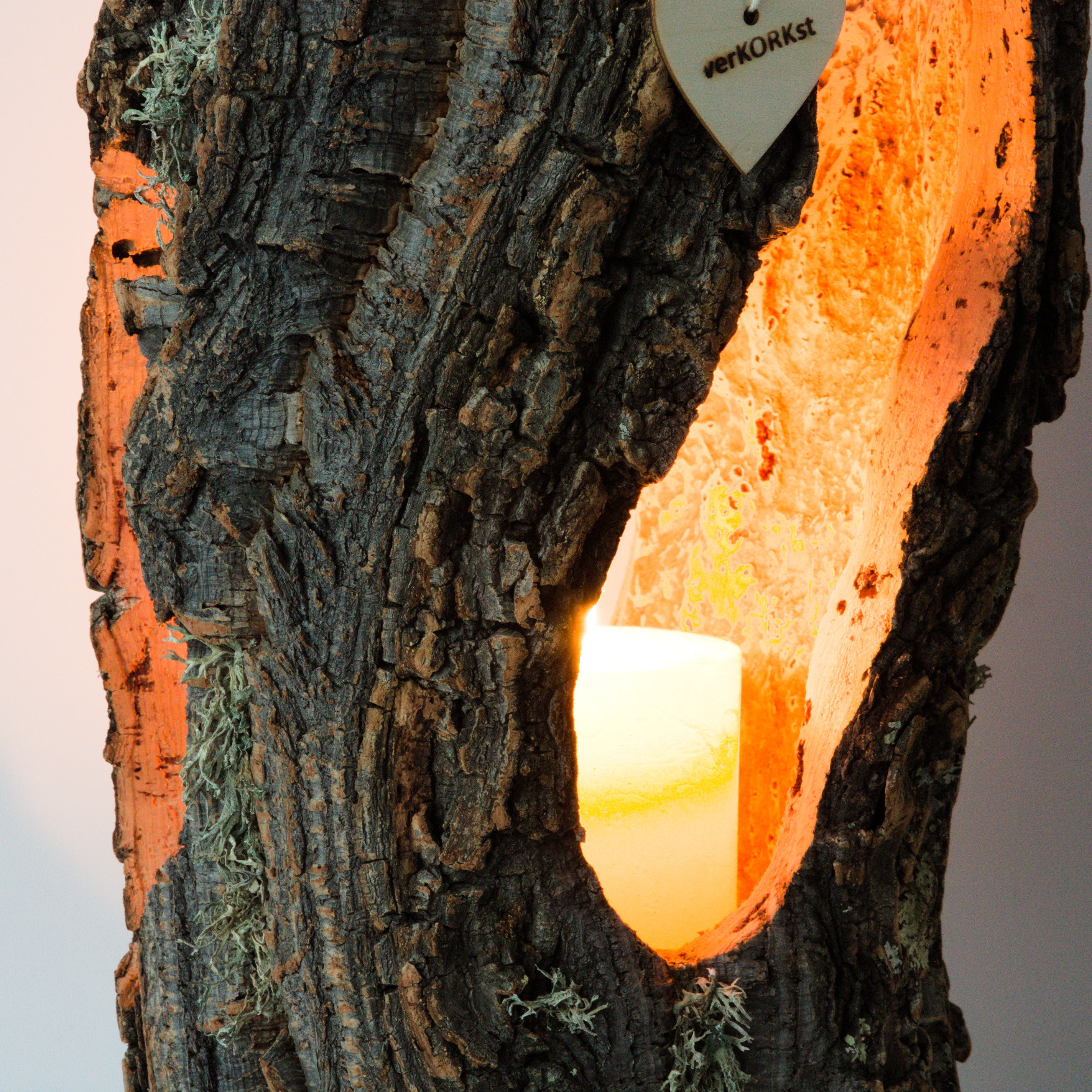 VERKORKst premium lantern with heart cutout made of cork * tea light holder candle holder * rustic decoration * presentation candles